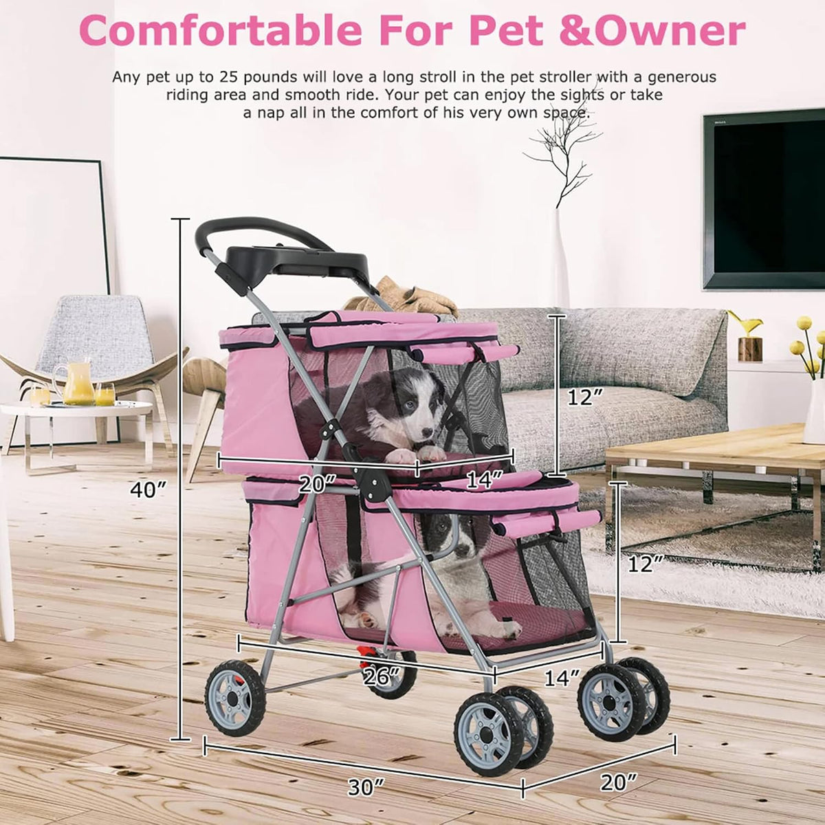 double layer dog stroller for 2 small dogs/cats, package contents