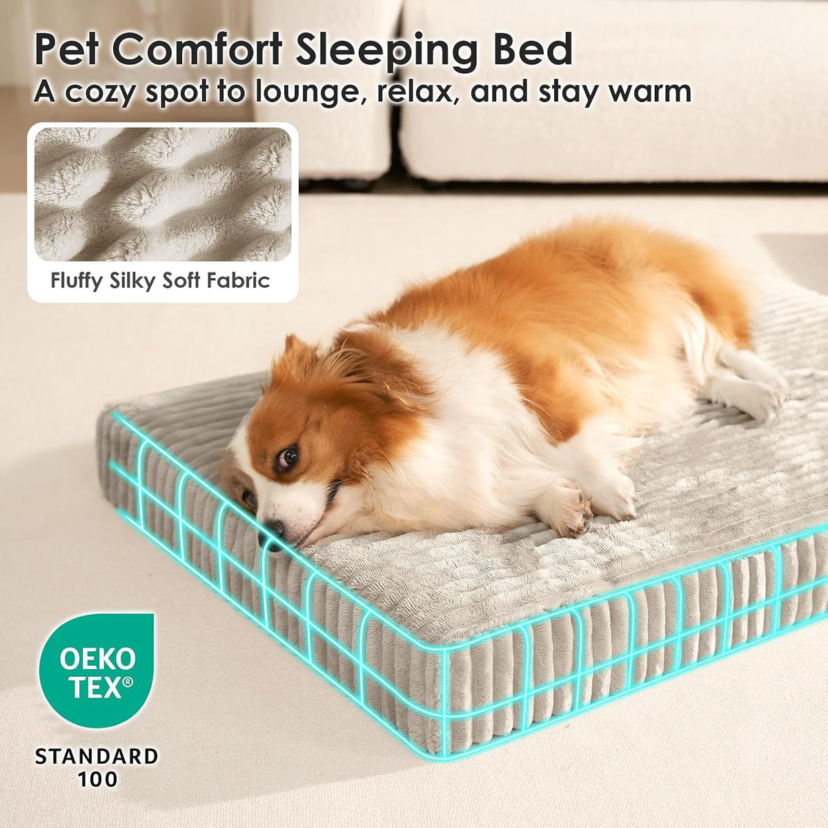 eheyciga orthopedic xxl dog bed 47"x29" extra large, close-up detail