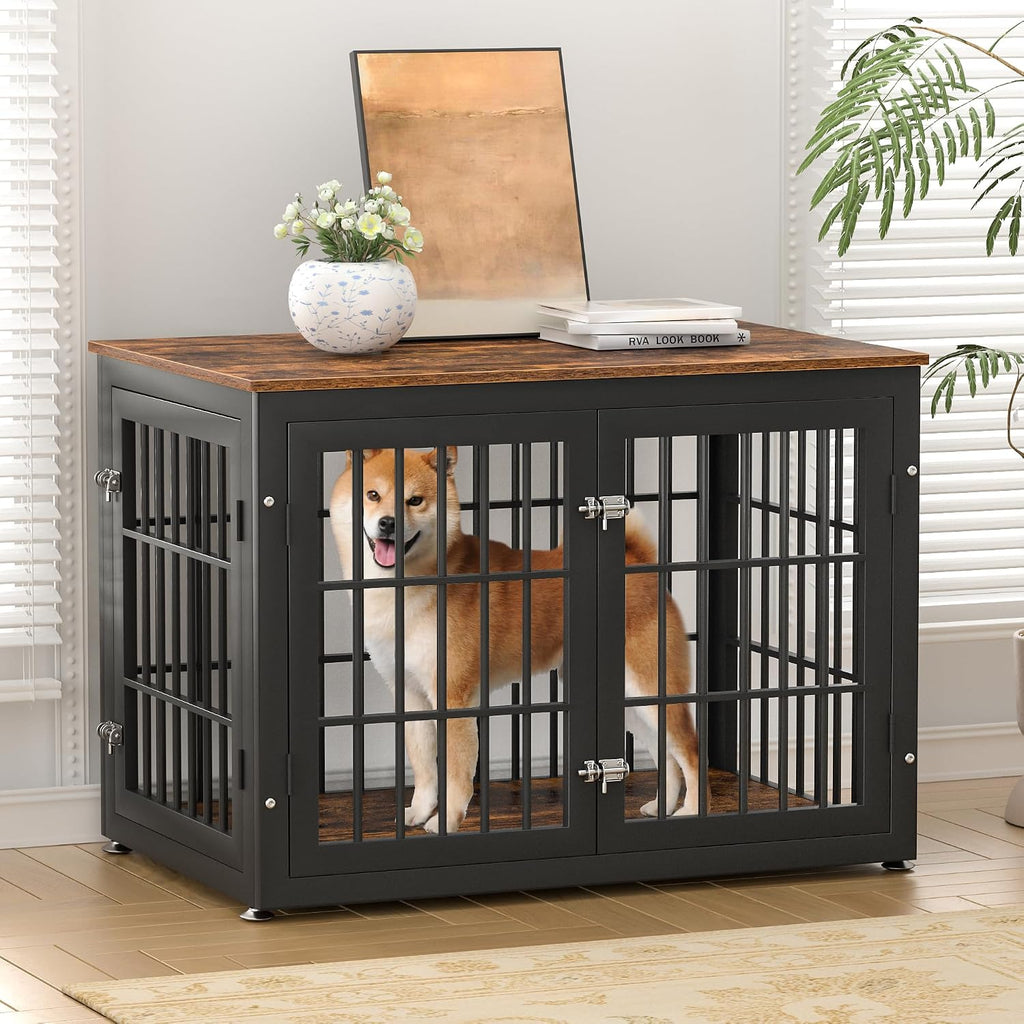 rehomerance 38" heavy duty dog crate furniture for shown in use