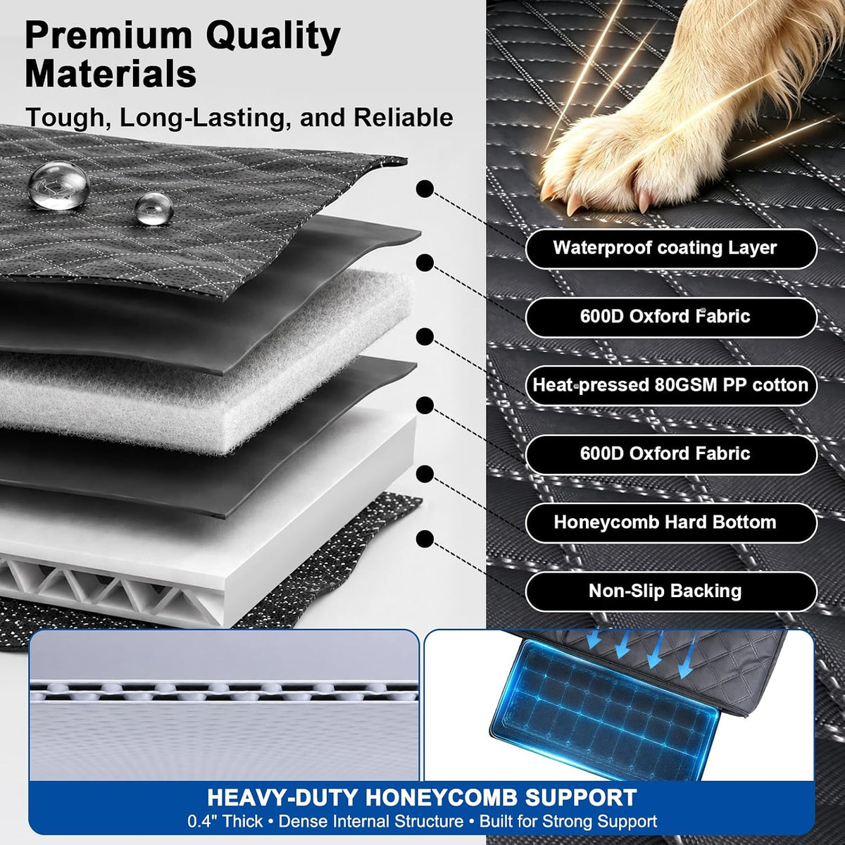 dog car seat cover for back seat, xl, side view