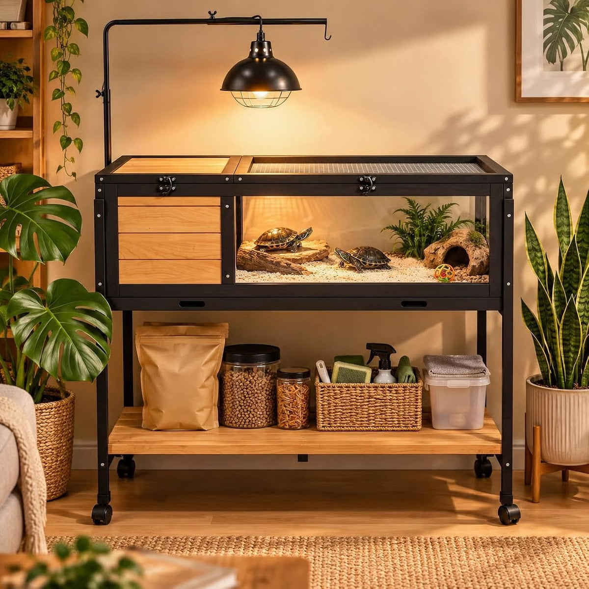 tortoise habitat turtle enclosure wooden tortoise house indoor, main product view