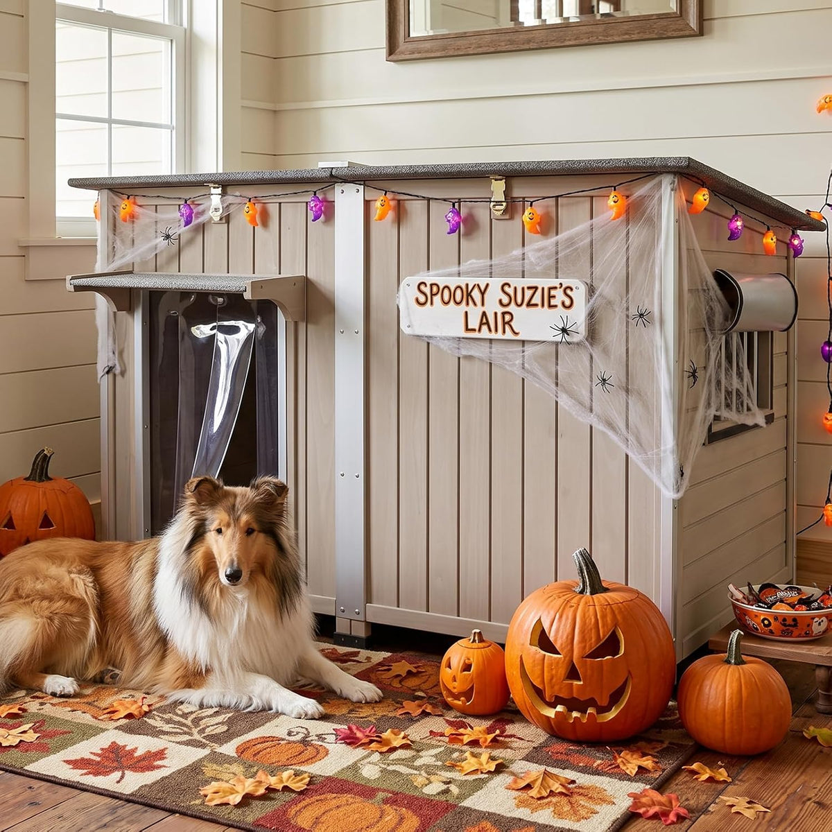 ketive 55" xl insulated outdoor dog house for, front angle view