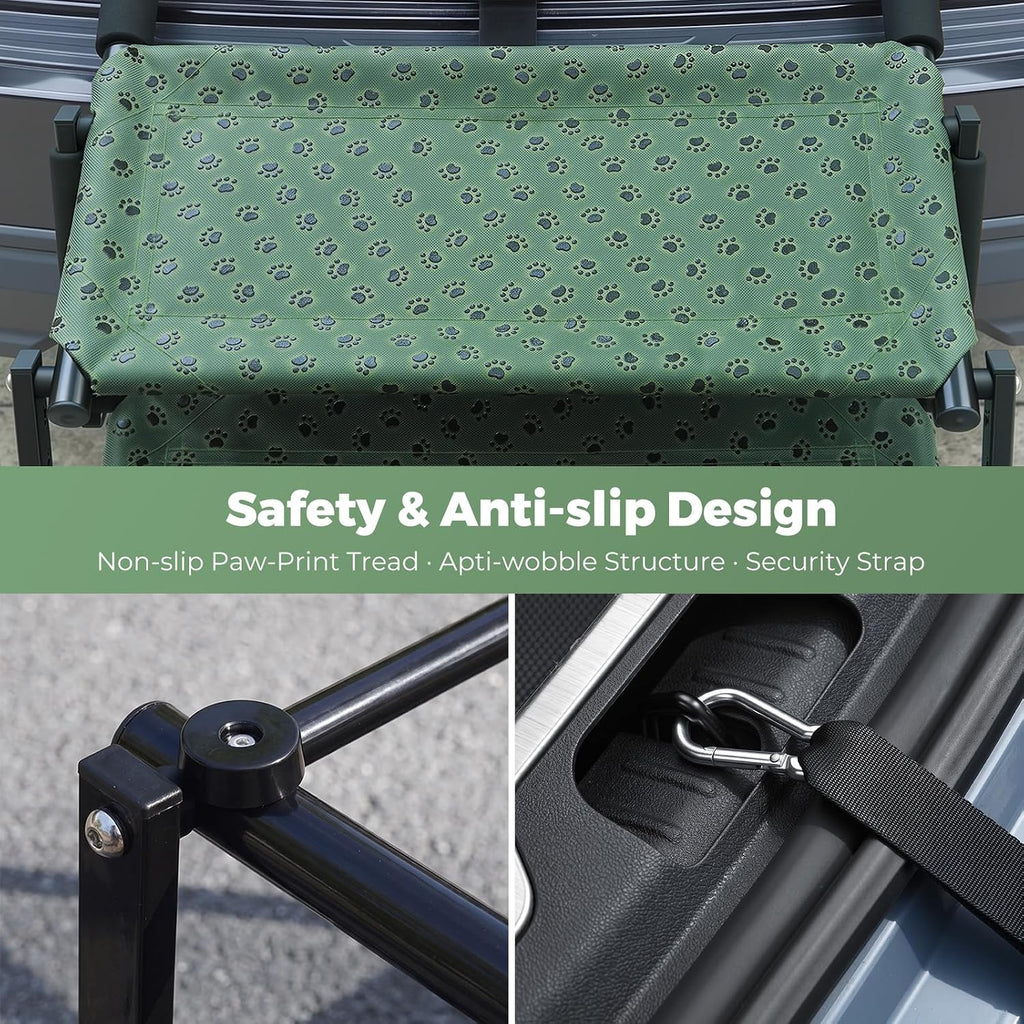 4‑step dog stairs for car trunk, 17" wide, package contents