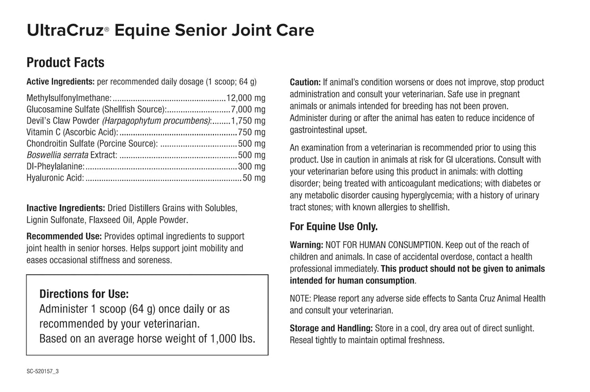 ultracruz® equine senior joint care for horses, 10 showing dimensions