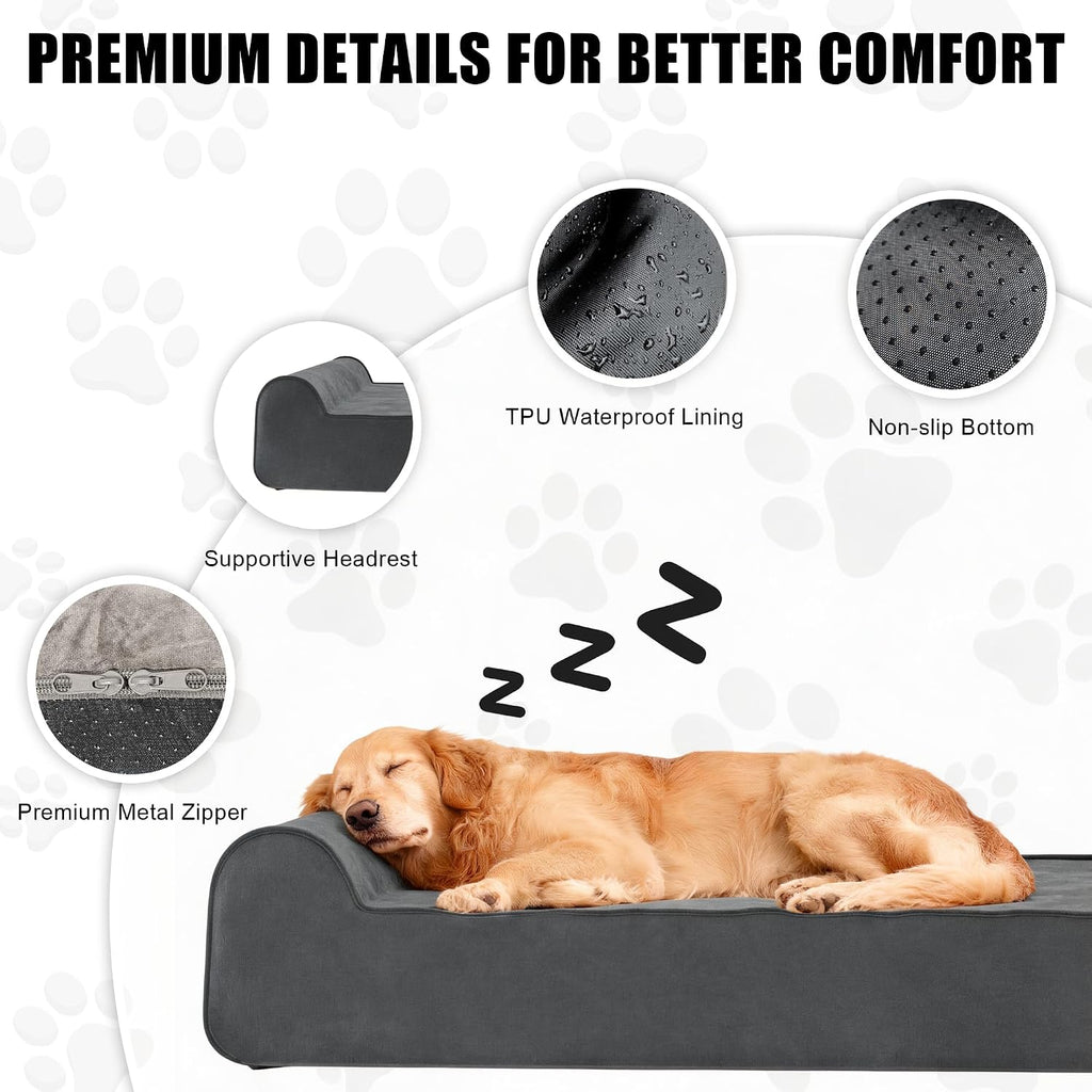 orthopedic dog bed for large dog, memory foam, side view