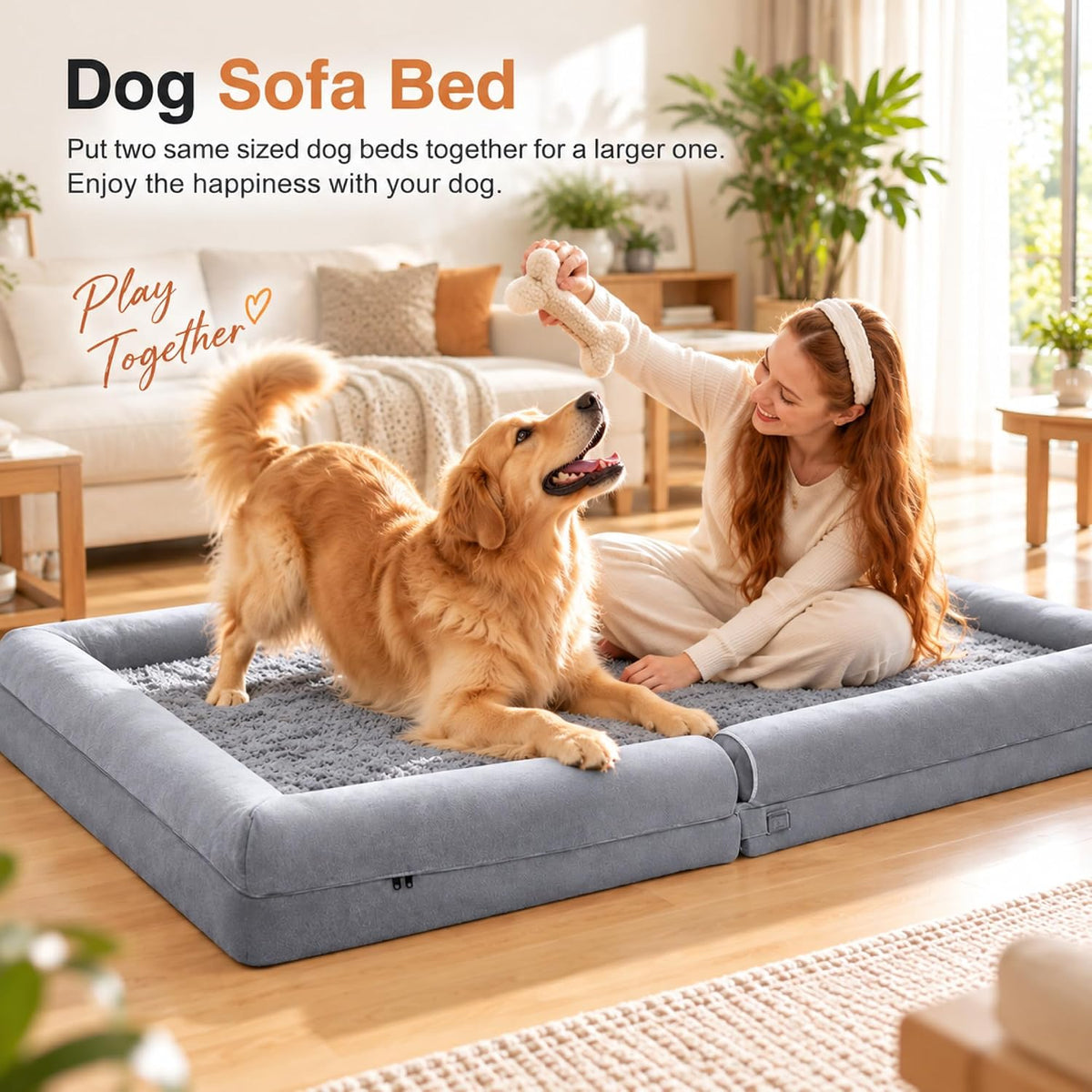 nanuya orthopedic dog bed for large dogs, 36, side view