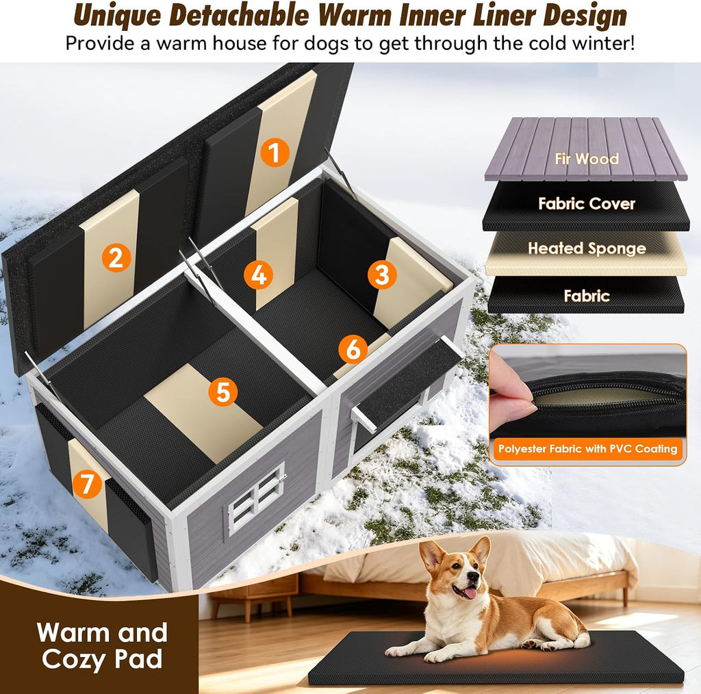 59" extra large outdoor dog house with insulated, view 9