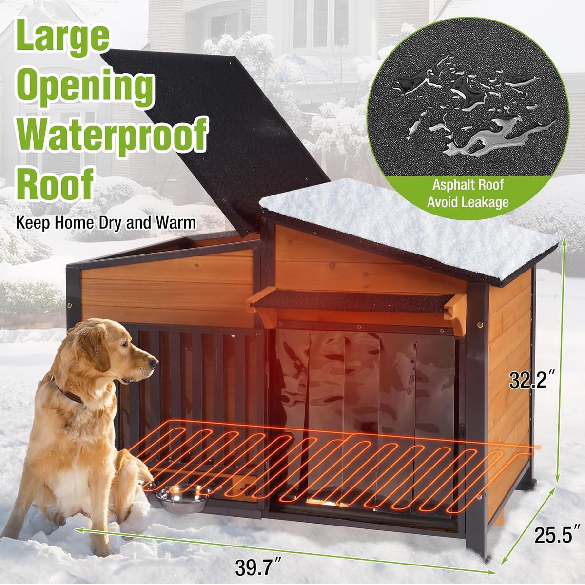 gutinneen heated dog house outdoor large dog kennel, package contents