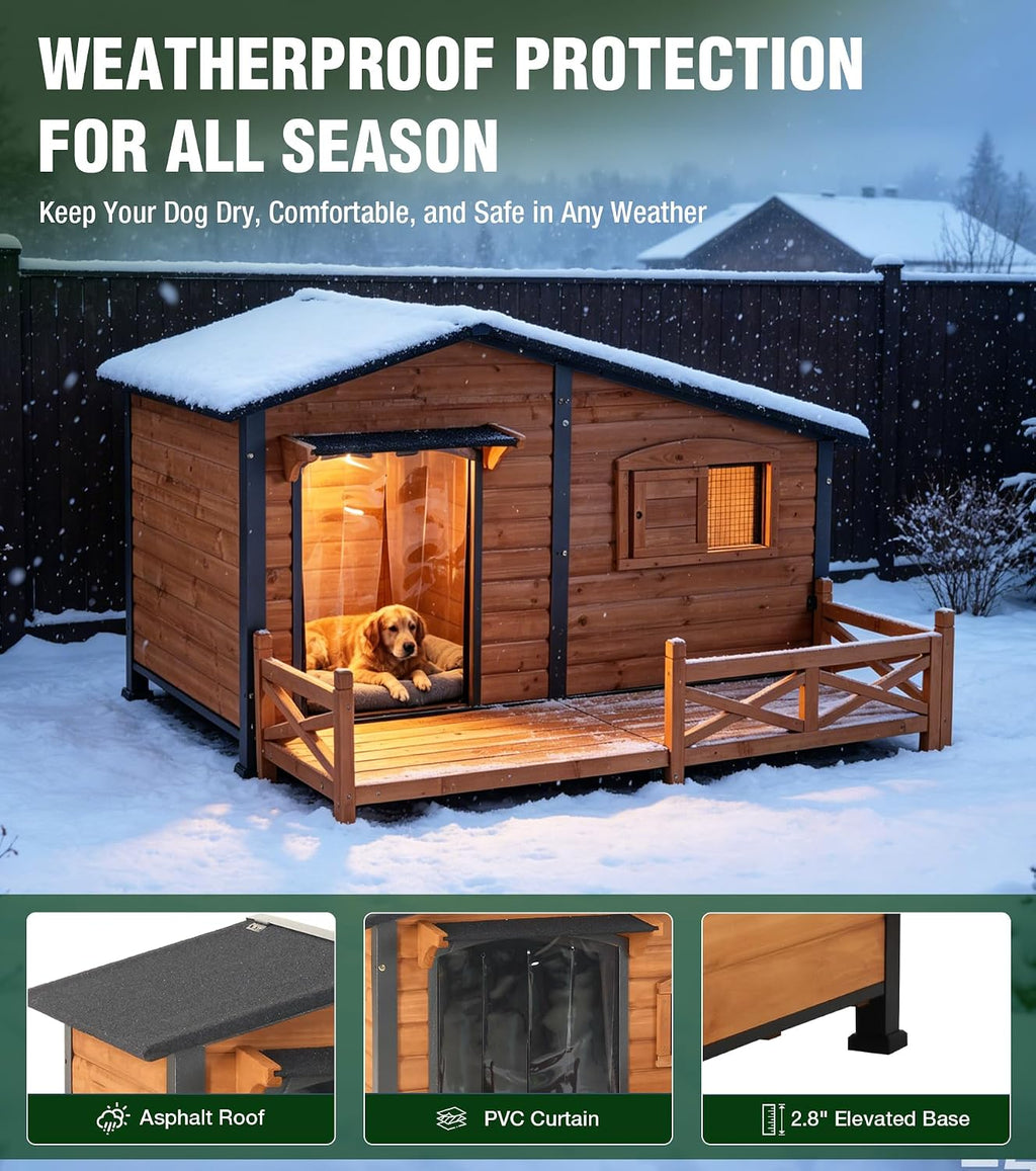 gutinneen extra large heated dog house for outside, front angle view