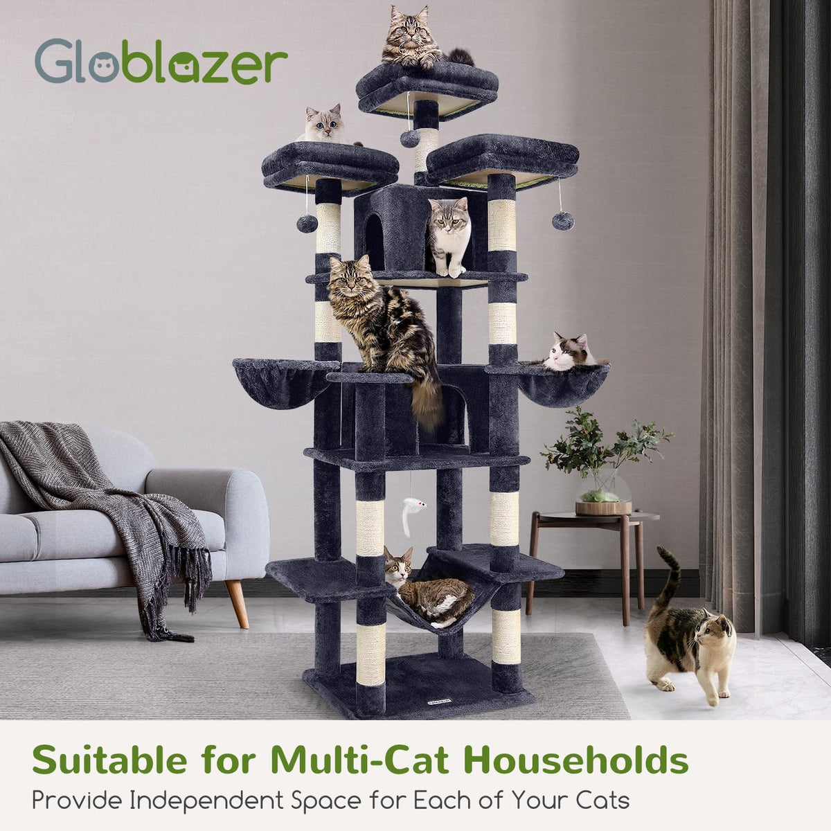 globlazer big xxl cat tower for indoor multiple on a desk or shelf