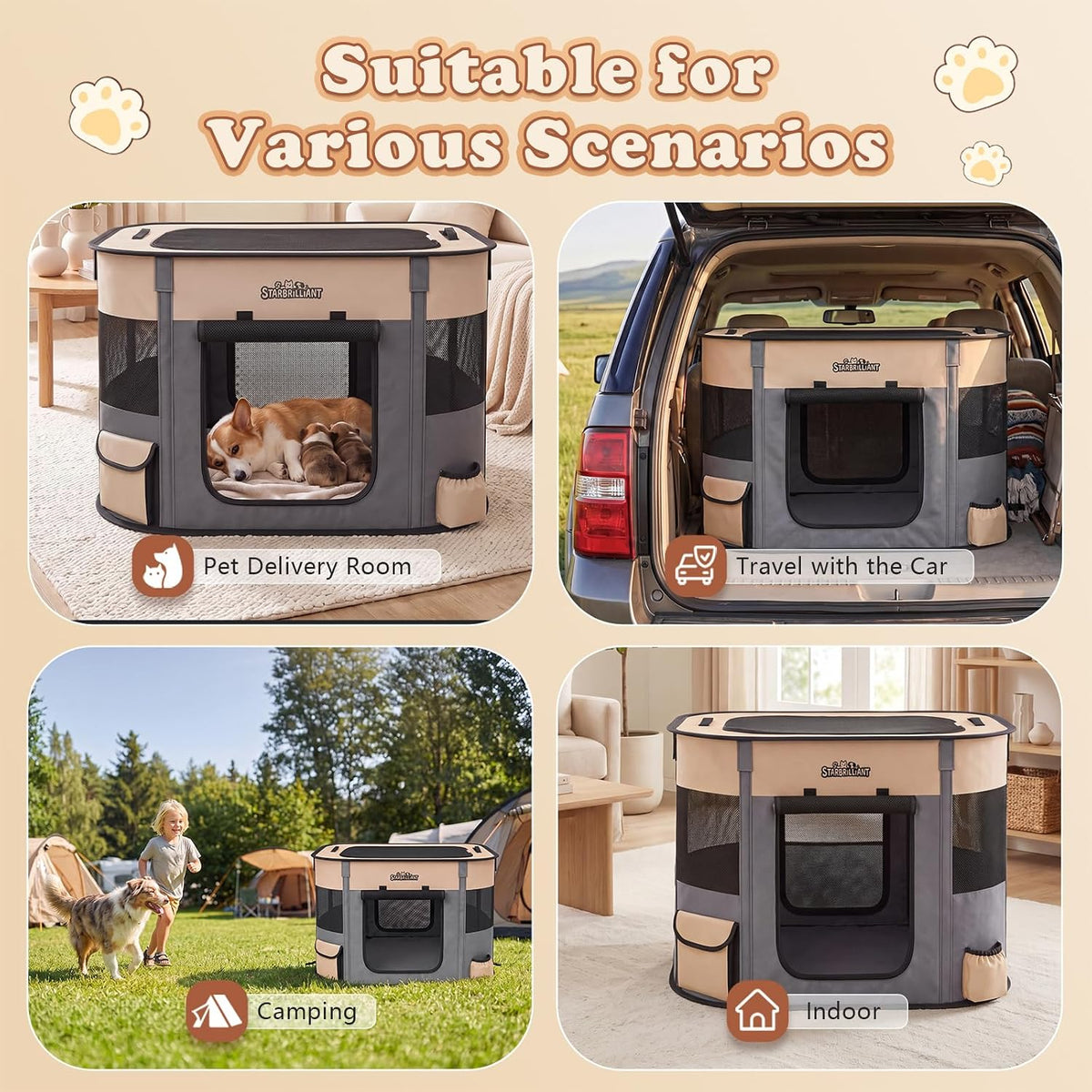 portable dog cat playpen, foldable dog crate kennel, package contents