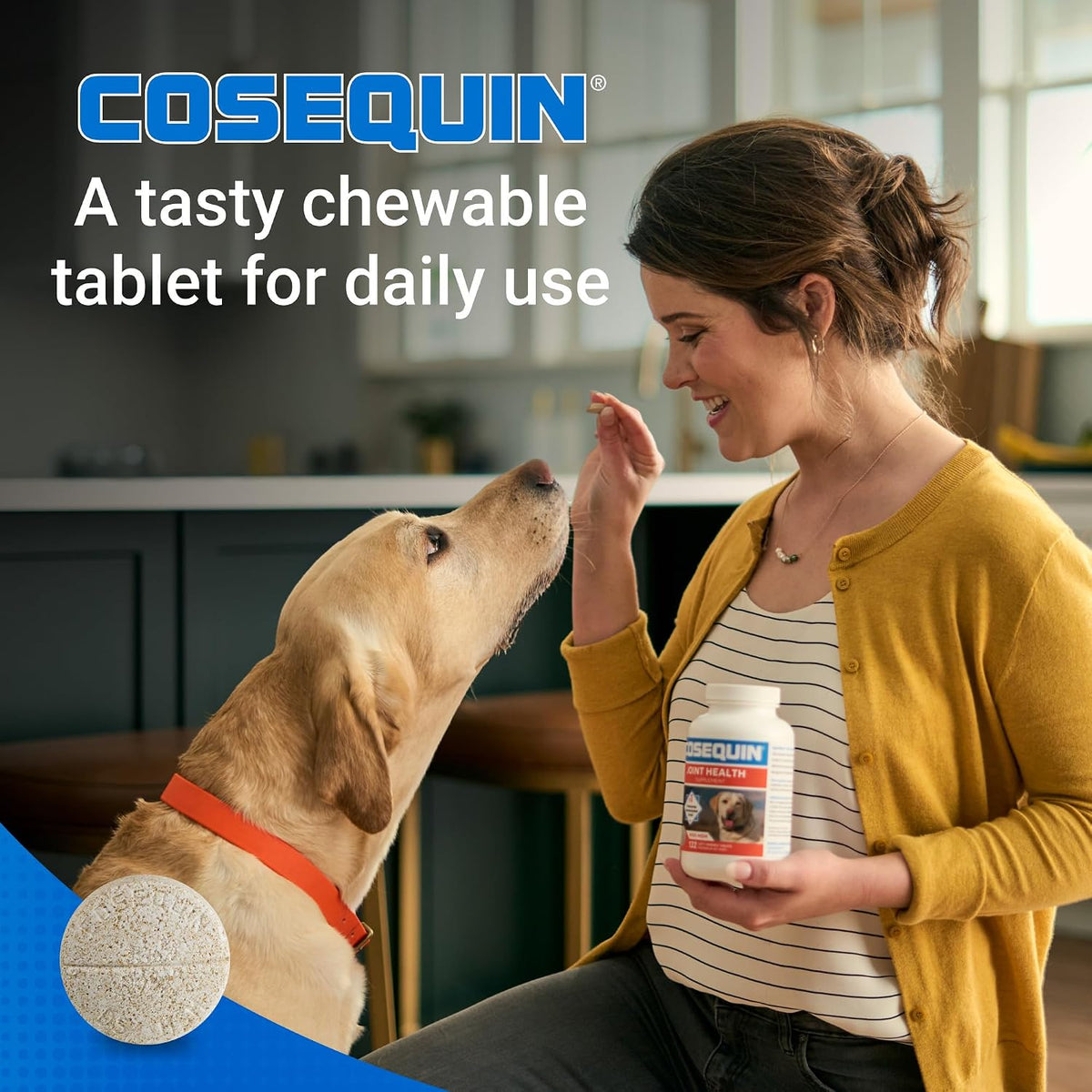 nutramax cosequin joint supplement for dogs, msm+ha, chew, side view