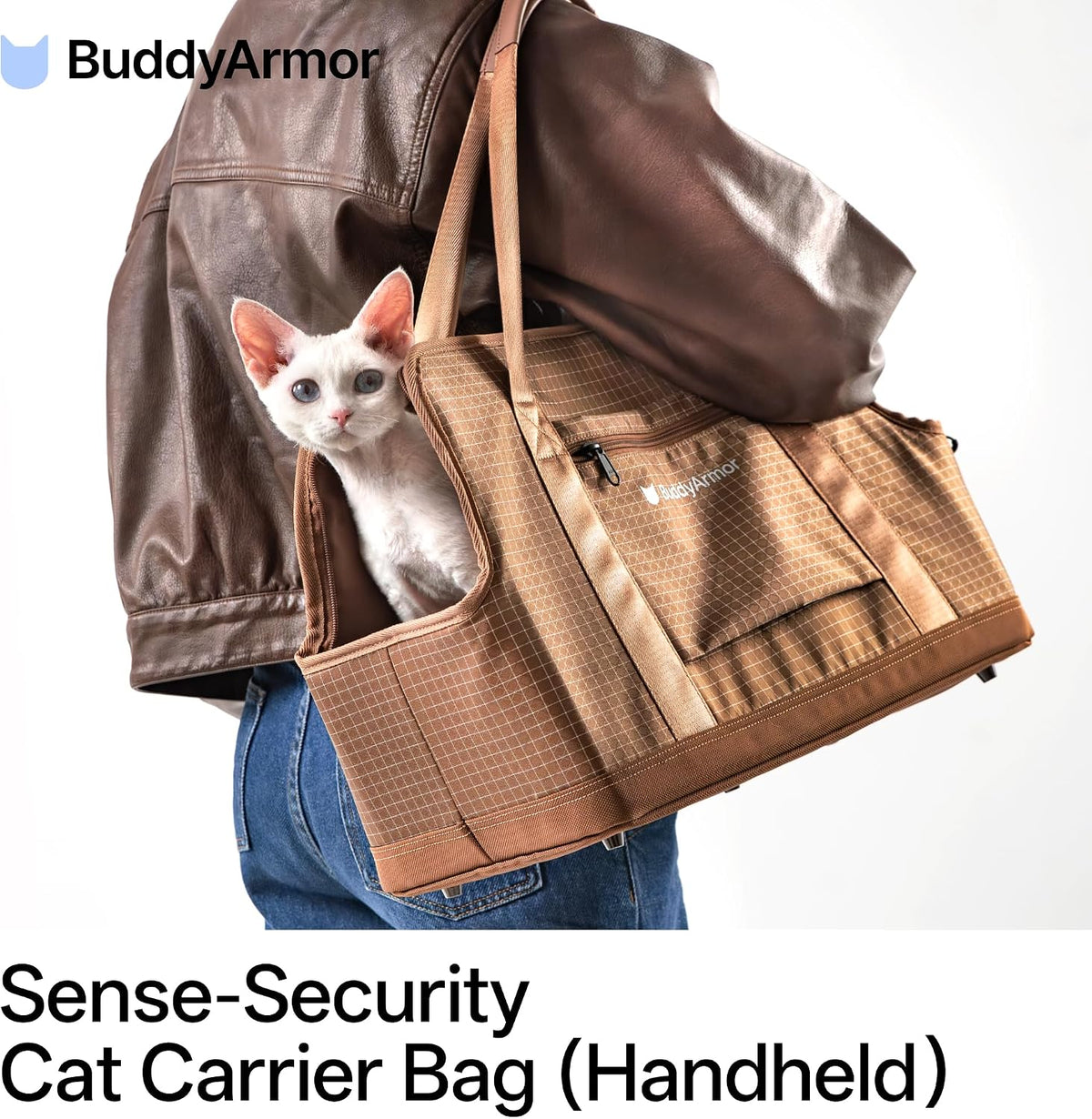 secure cat bag carrier soft-sided nylon breathable mesh shown in use