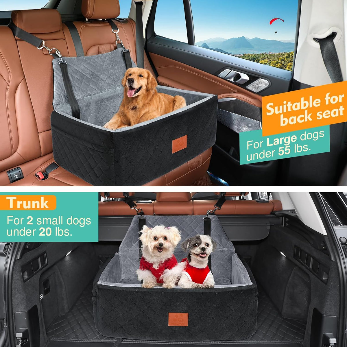 neezukar dog car seat for large medium size shown in use