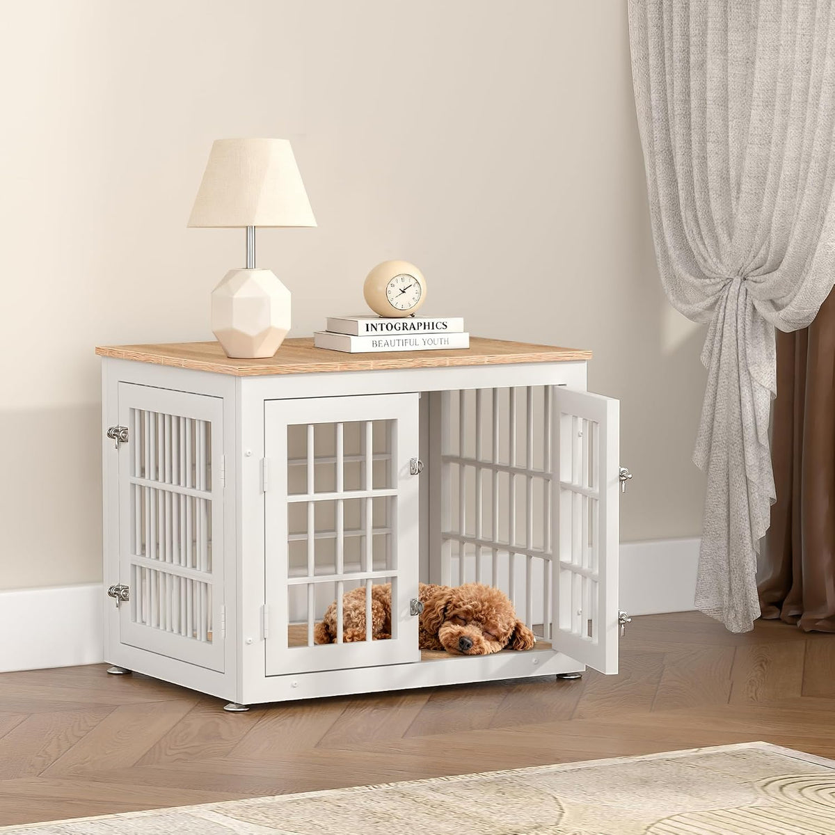 rehomerance 26" heavy duty dog crate furniture for on a desk or shelf