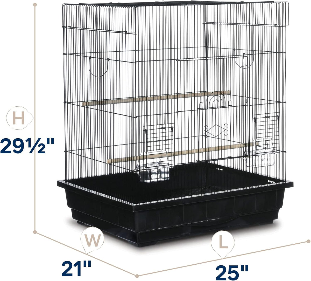 prevue pet products square top parakeet cage, black, side view