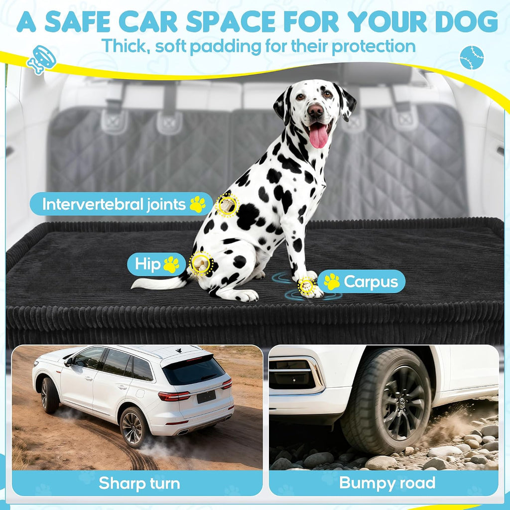 loiion dog car bed, non-slip backseat extender pet shown in use