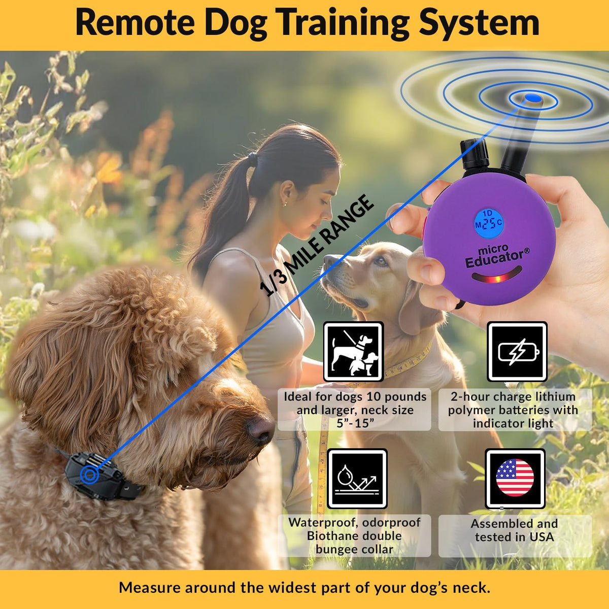 e-collar micro educator me-300 dog training collar, small, close-up detail