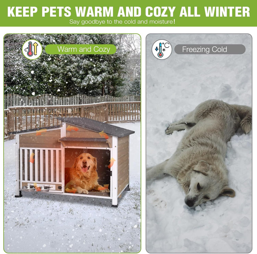 gutinneen large outdoor insulated dog house weatherproof dog showing dimensions