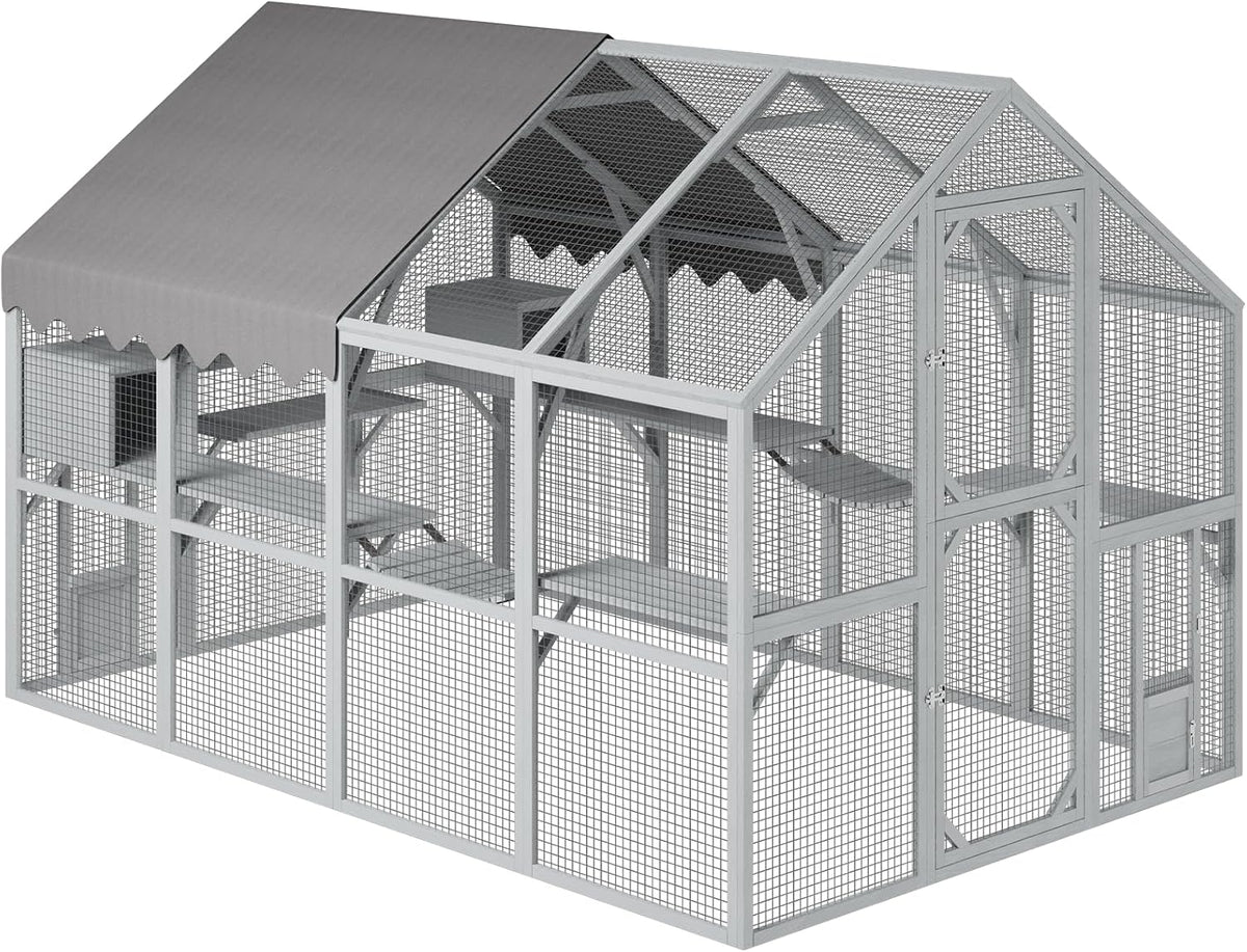 112" catio outdoor cat enclosure large 57.24ft² wooden, main product view