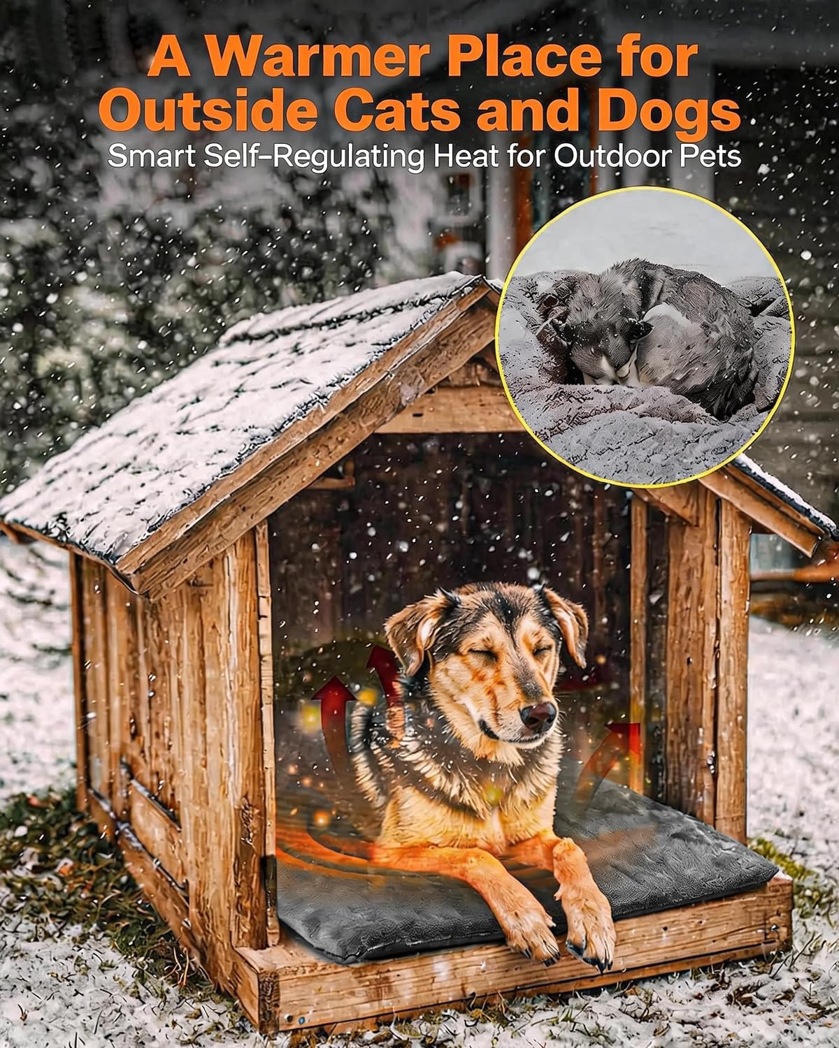 petnf outdoor pet heating pad for feral cats shown in use