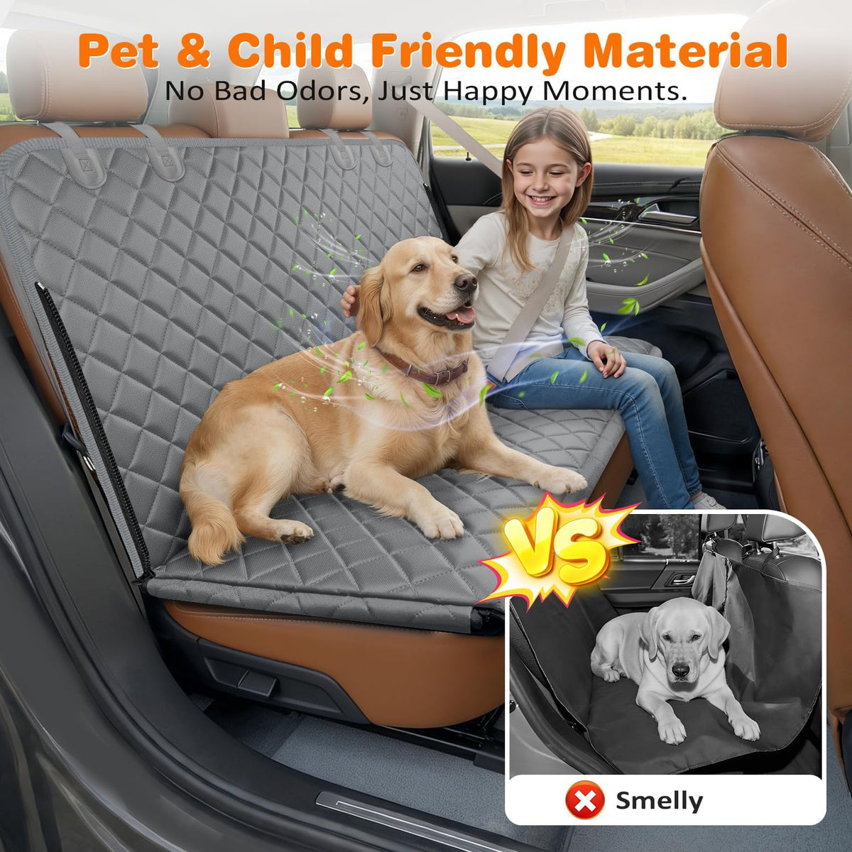 urpower 4 in 1 dog car seat cover showing dimensions