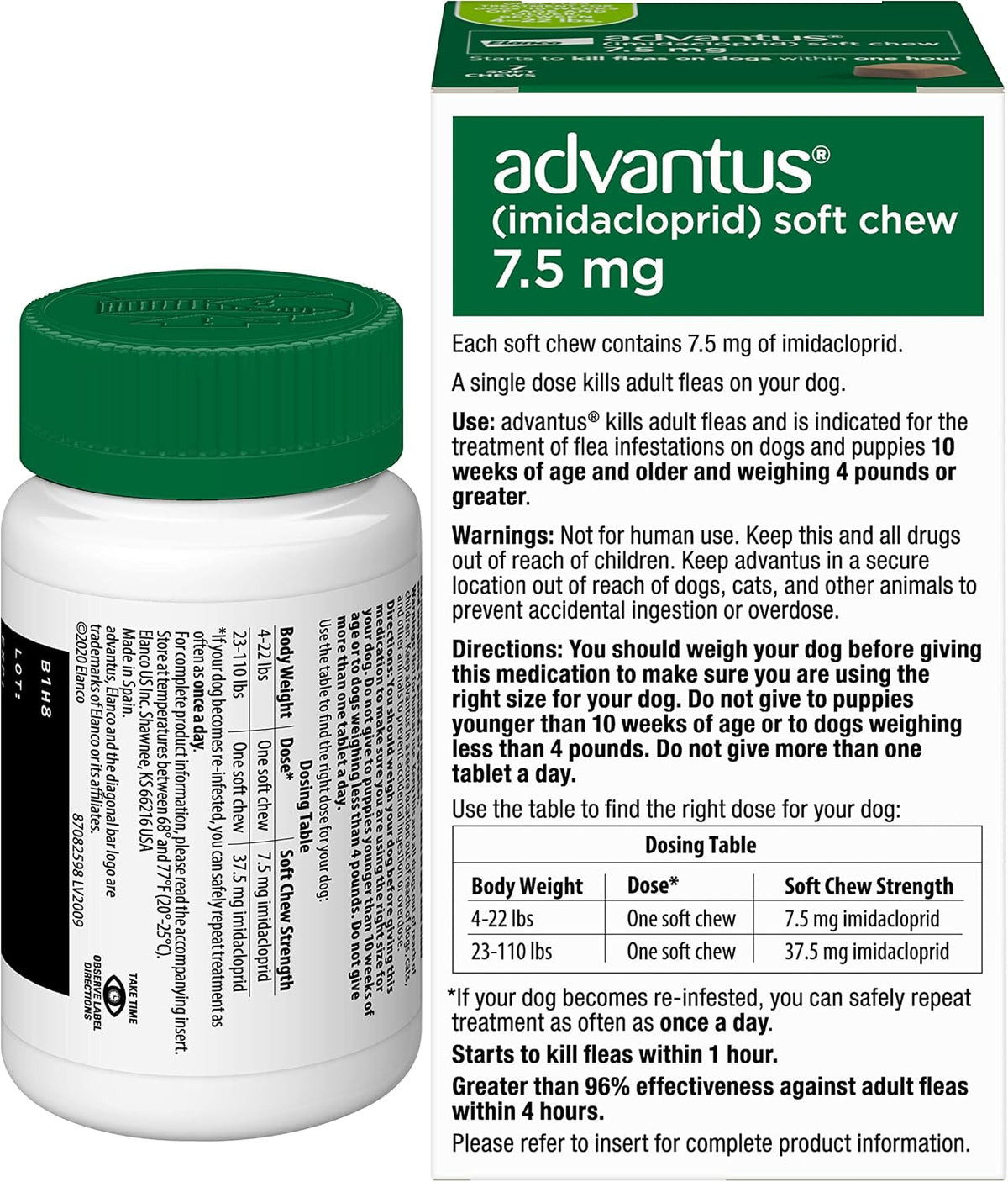 advantus dog fast acting oral flea treatment soft shown in use