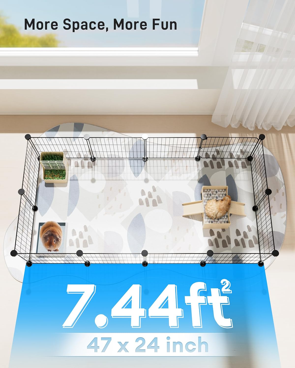 bucatstate 12 panels guinea pig playpen, rabbit playpen shown in use