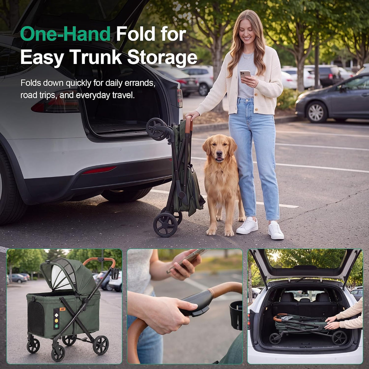 jwx pet stroller for medium and large dogs, close-up detail