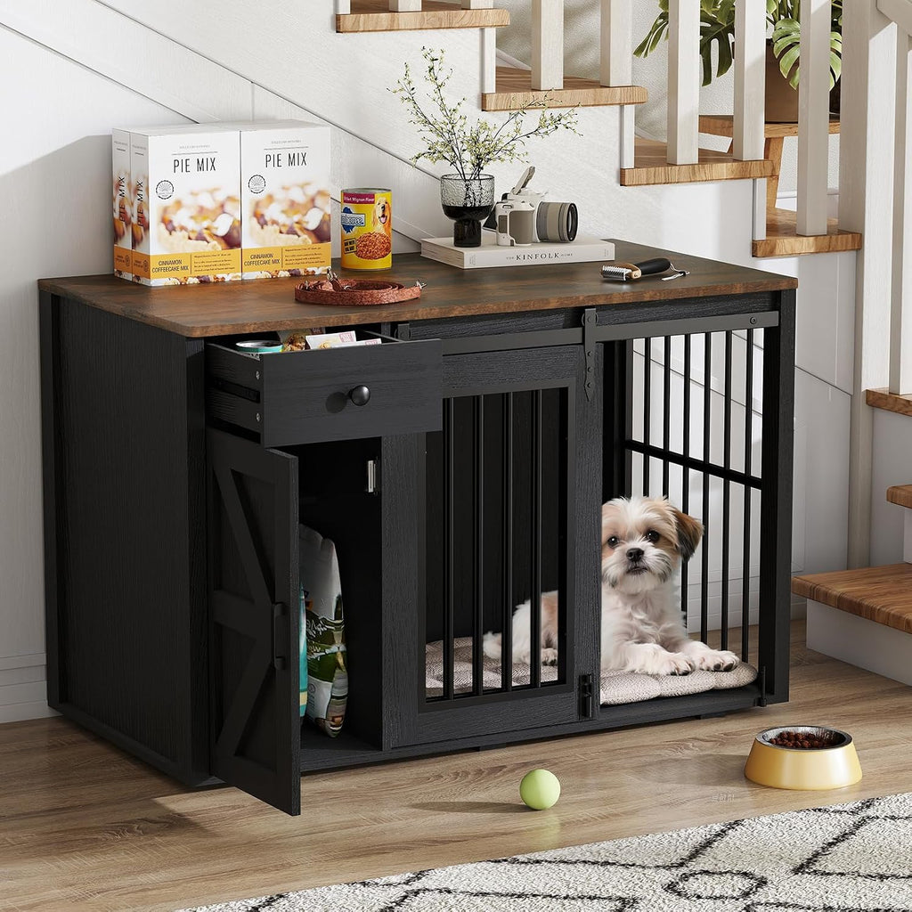 verano garden 44" dog crate furniture, dog kennel on a desk or shelf