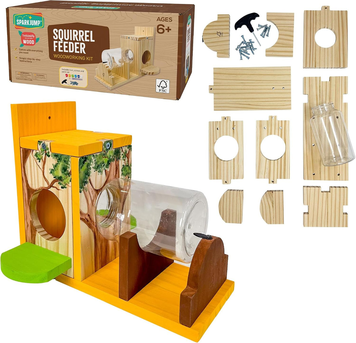 sparkjump squirrel feeder kit for kids, easy diy, main product view