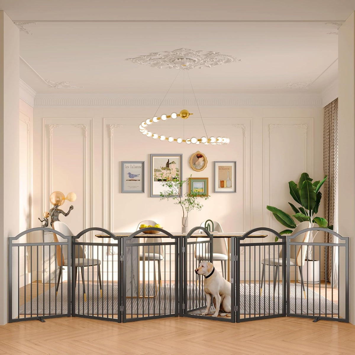 bhg metal no-assembly freestanding dog gate with door, main product view