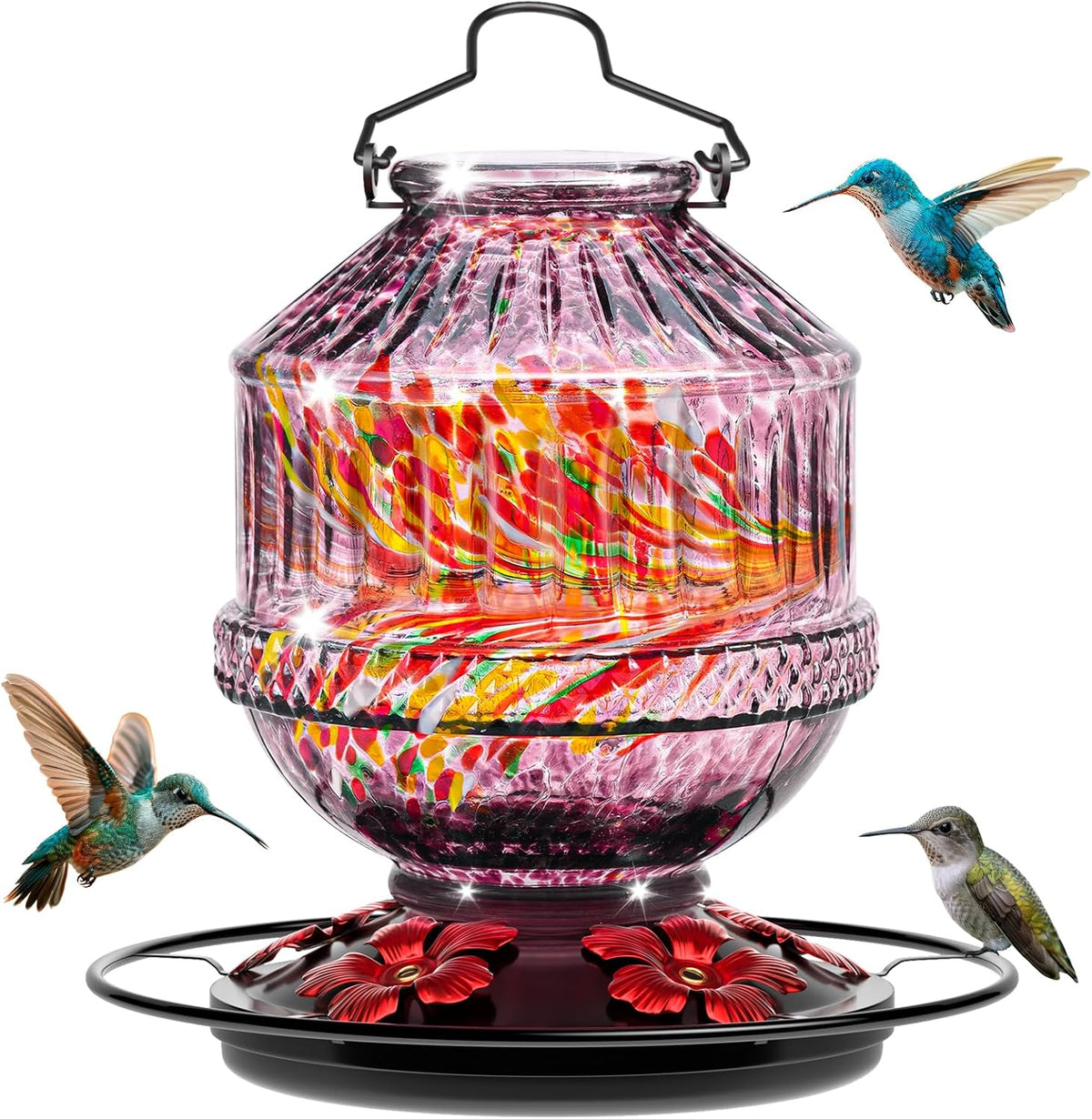 hand blown glass hummingbird feeders for outdoors, 25, main product view