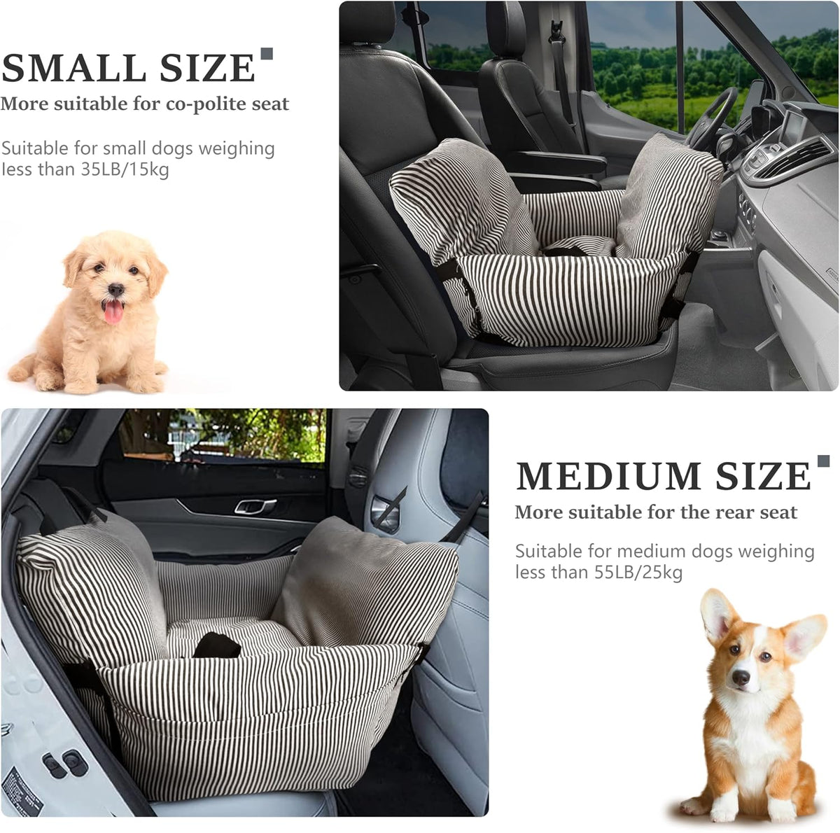 johnear dog car seat for small pets up shown in use