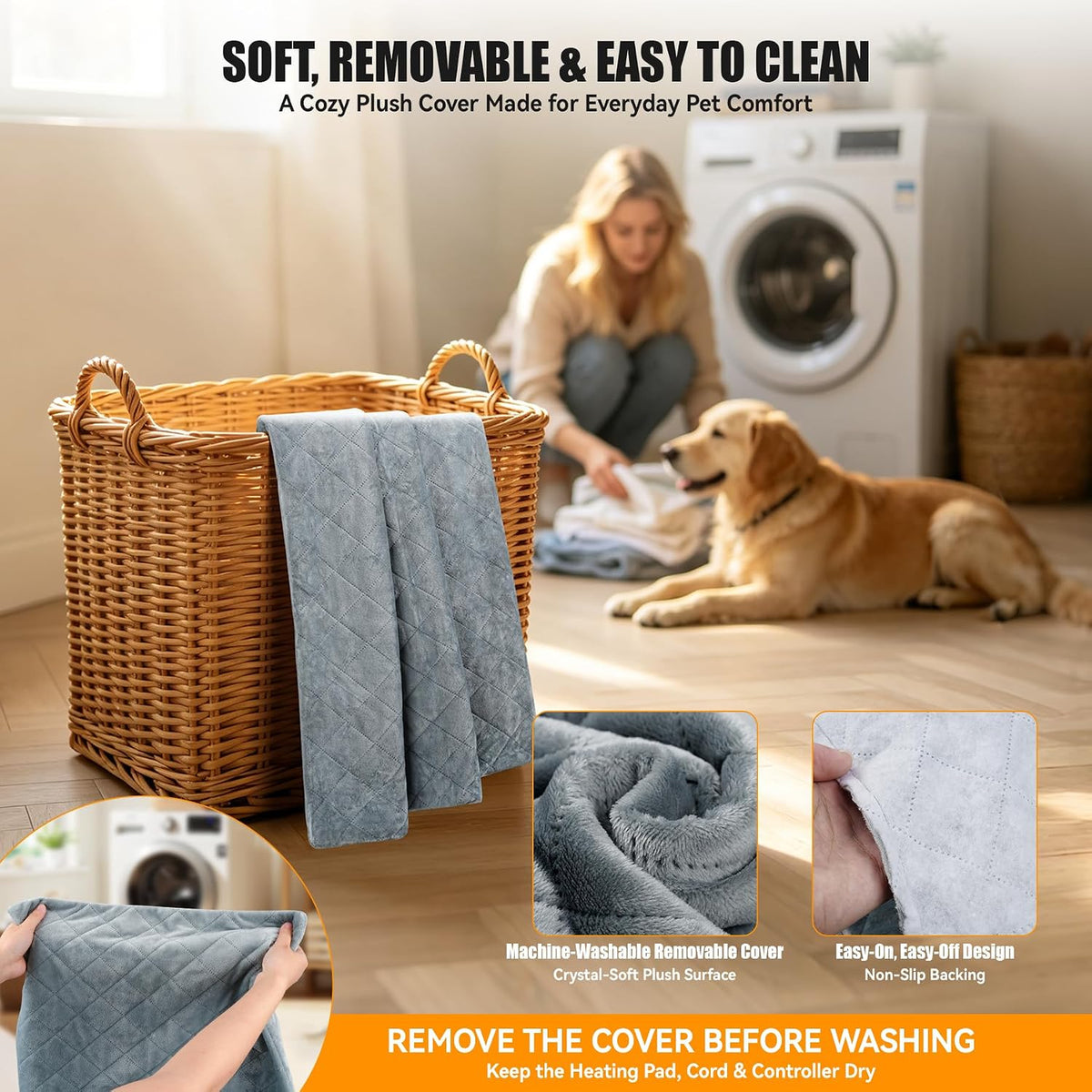 heated cat bed for pet/cats/dogs, cat heating pad showing dimensions