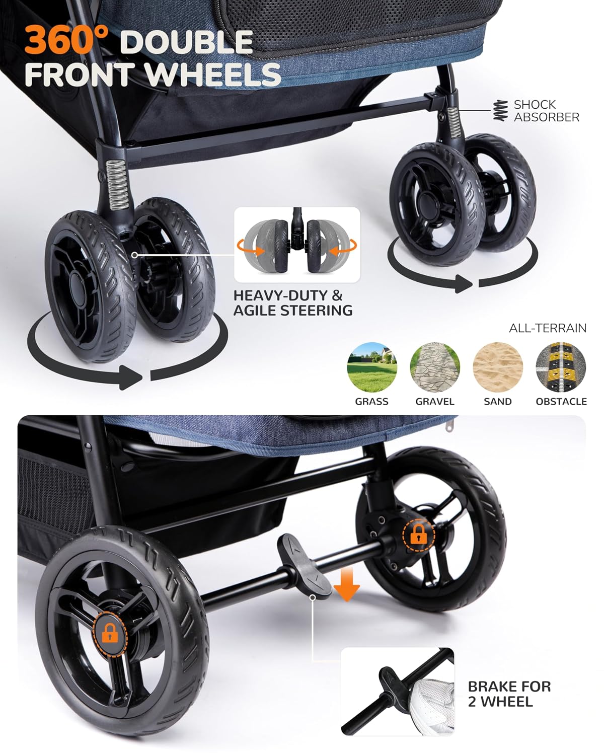 dog stroller for large & medium dogs (20–132 showing dimensions