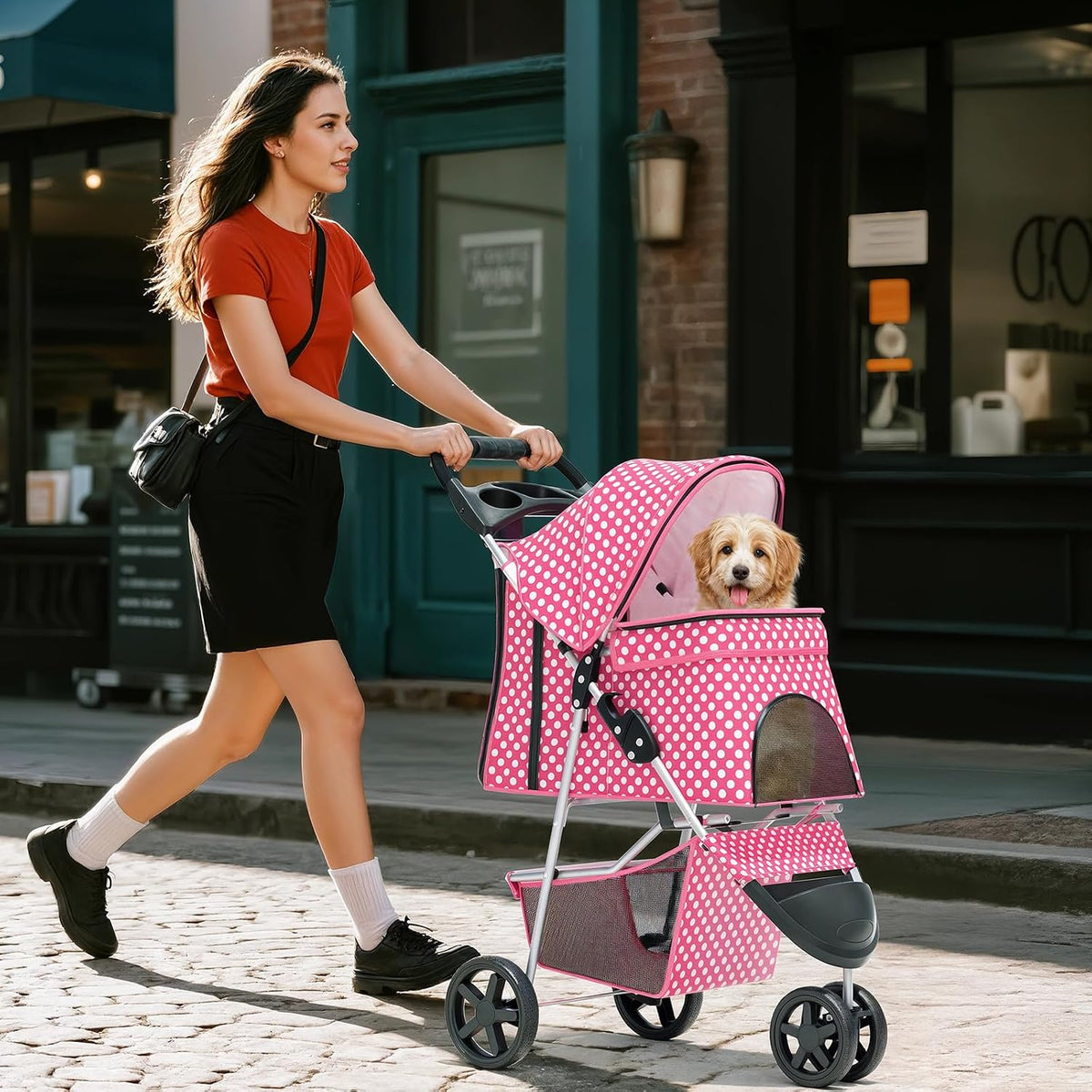 foldable 3-wheel pet stroller for dogs & cats, view 12