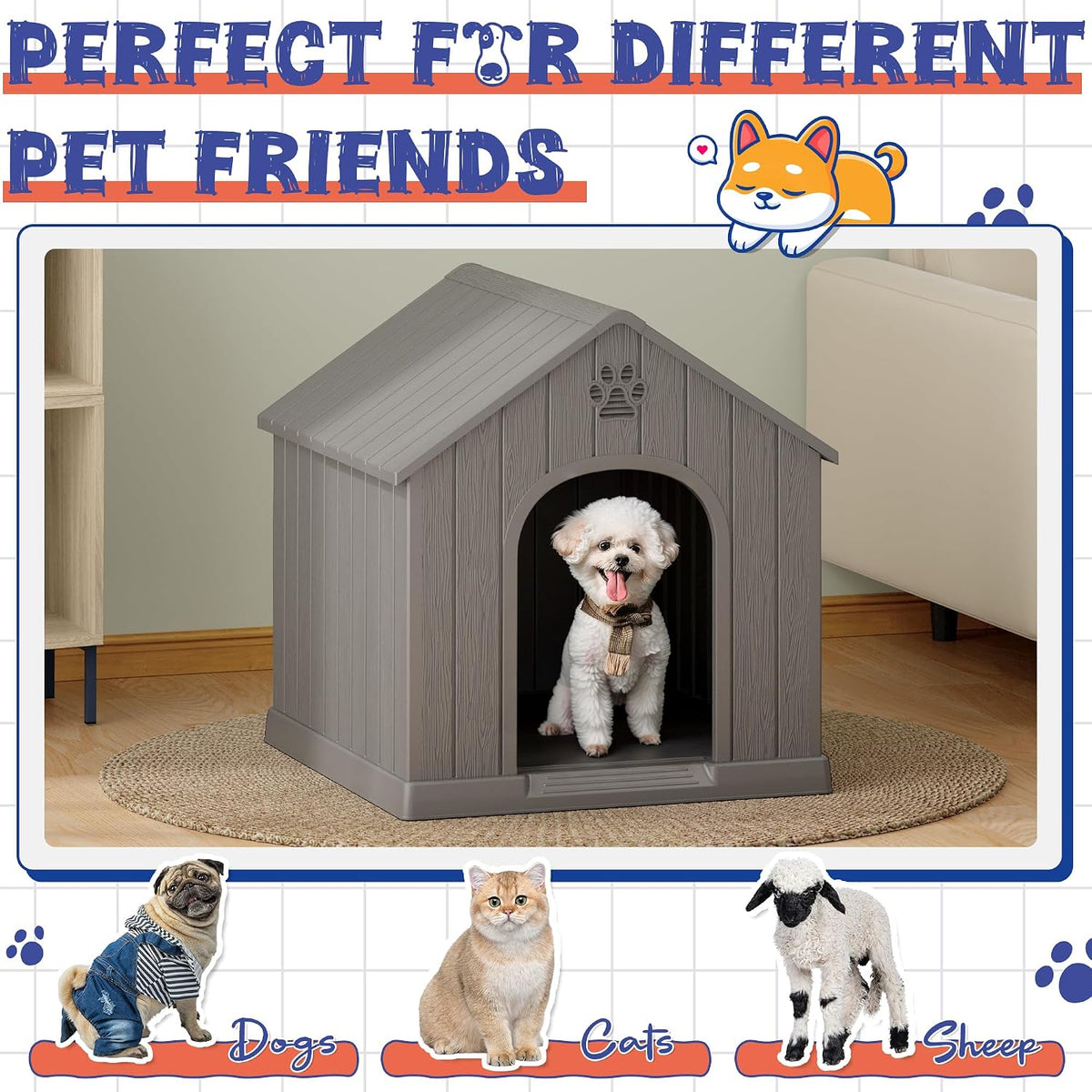 bifanuo outdoor indoor dog house for small &, view 9