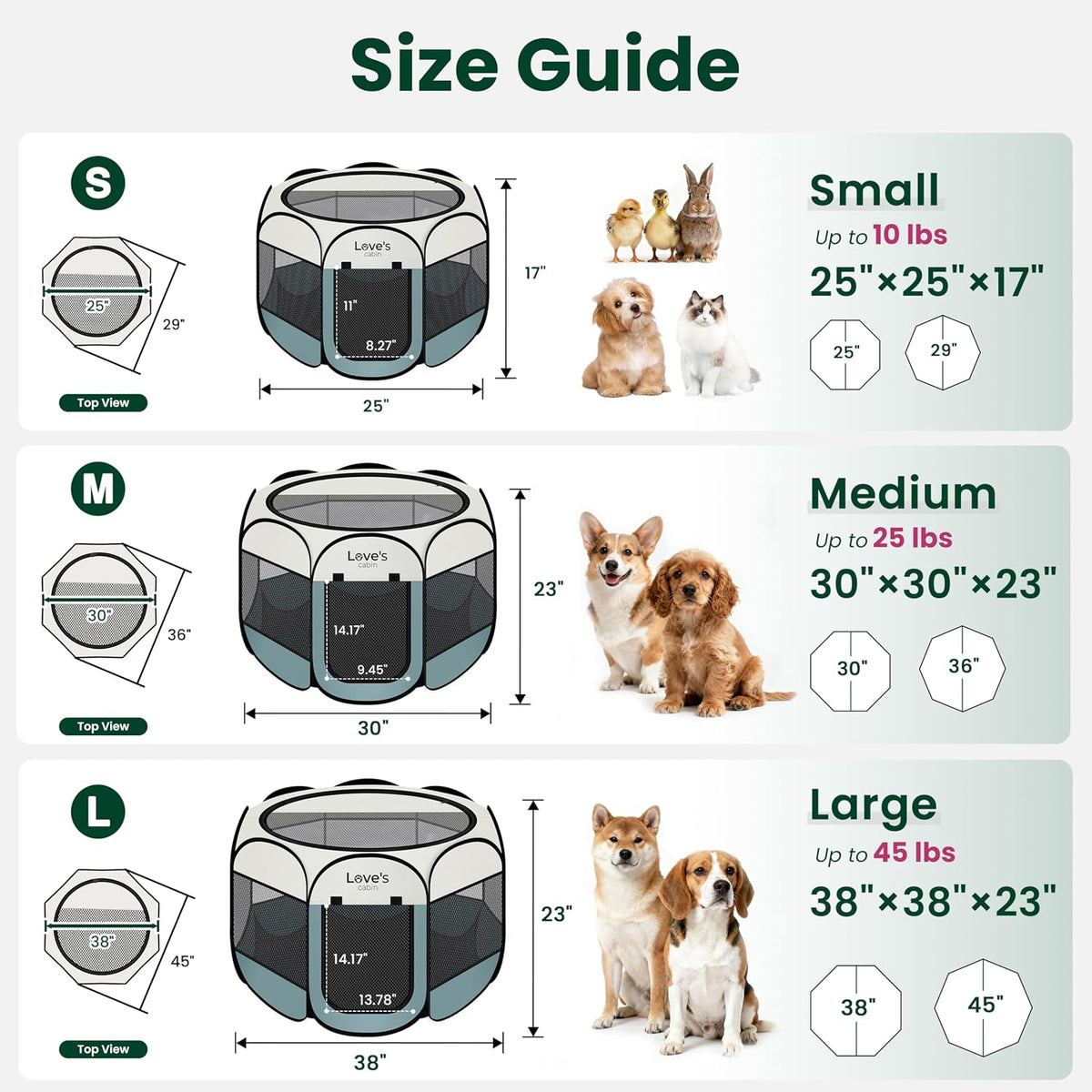 love's cabin pet puppy dog playpen, large dog shown in use