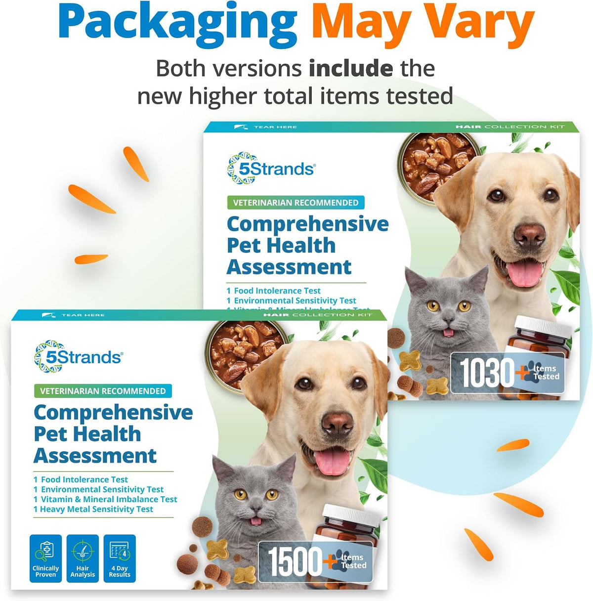 5strands comprehensive pet health assessment, 1500 items tested shown in use