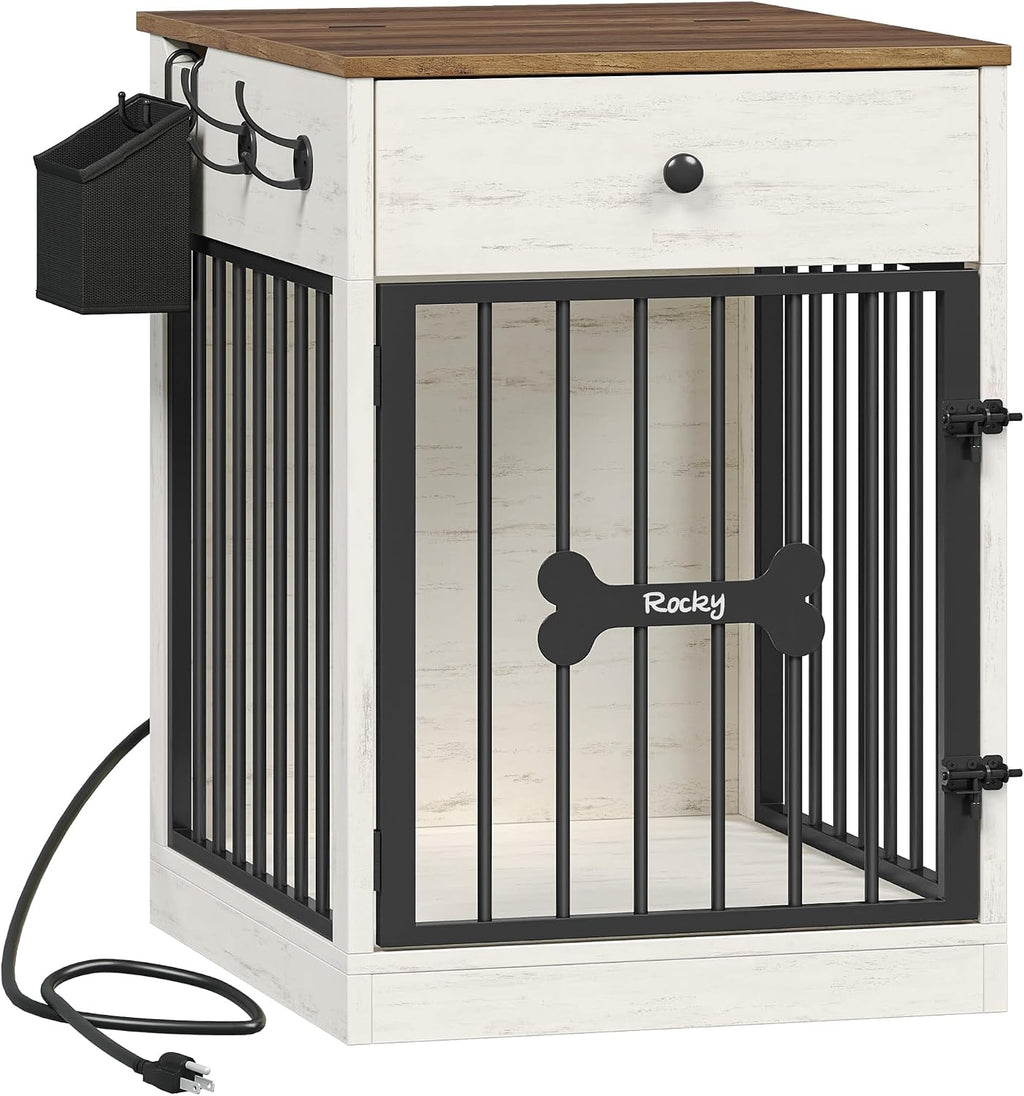 hzuaneri 24.6 in dog crate furniture with storage, front angle view
