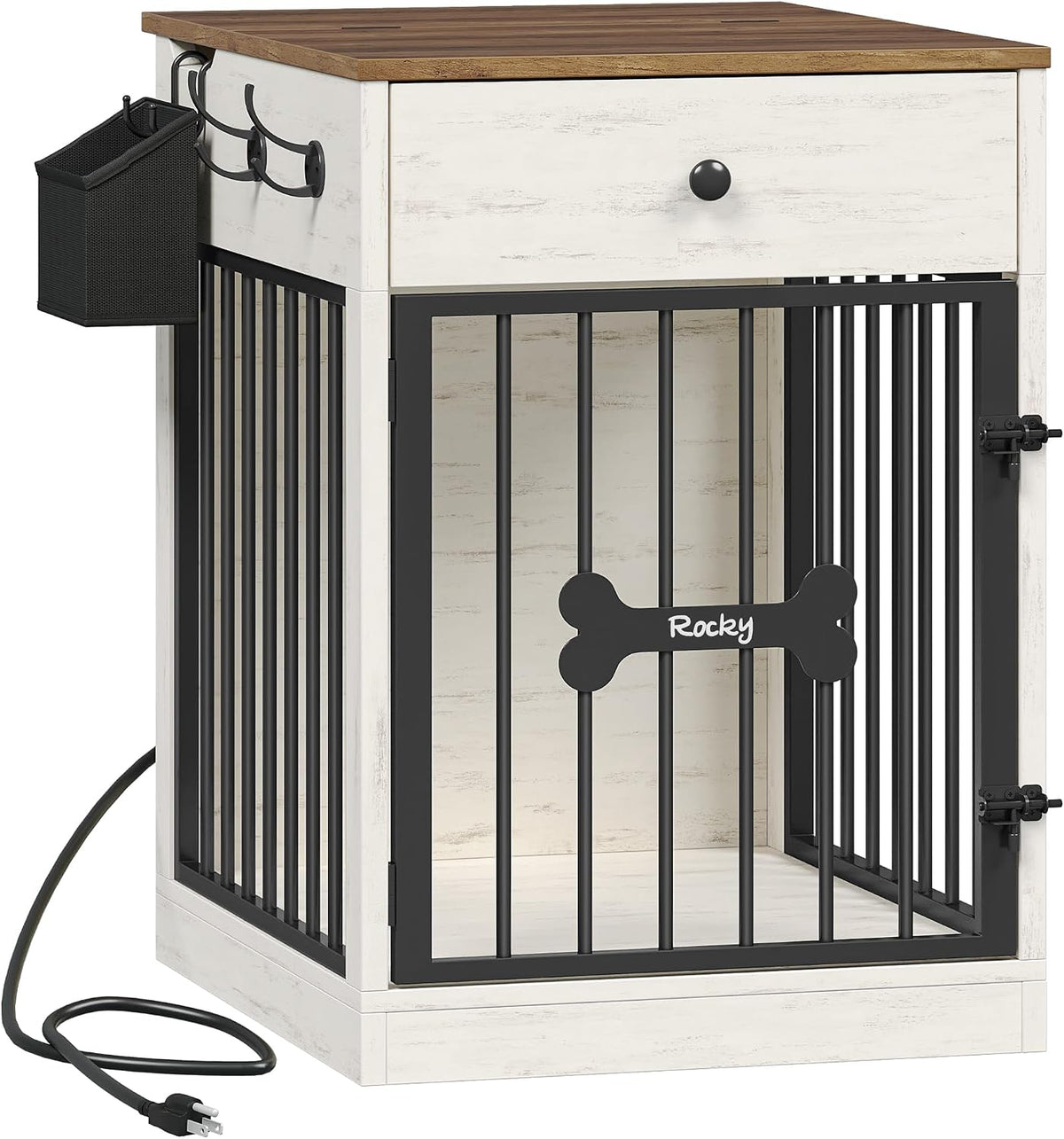 hzuaneri 24.6 in dog crate furniture with storage, front angle view