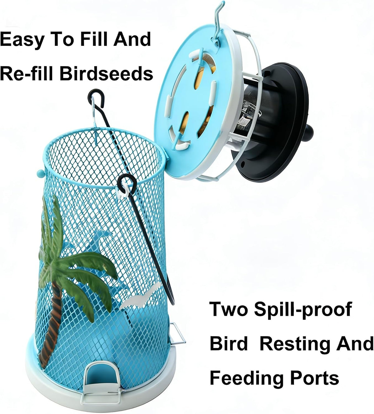 solar lighthouse bird feeder with rotating beacon showing dimensions