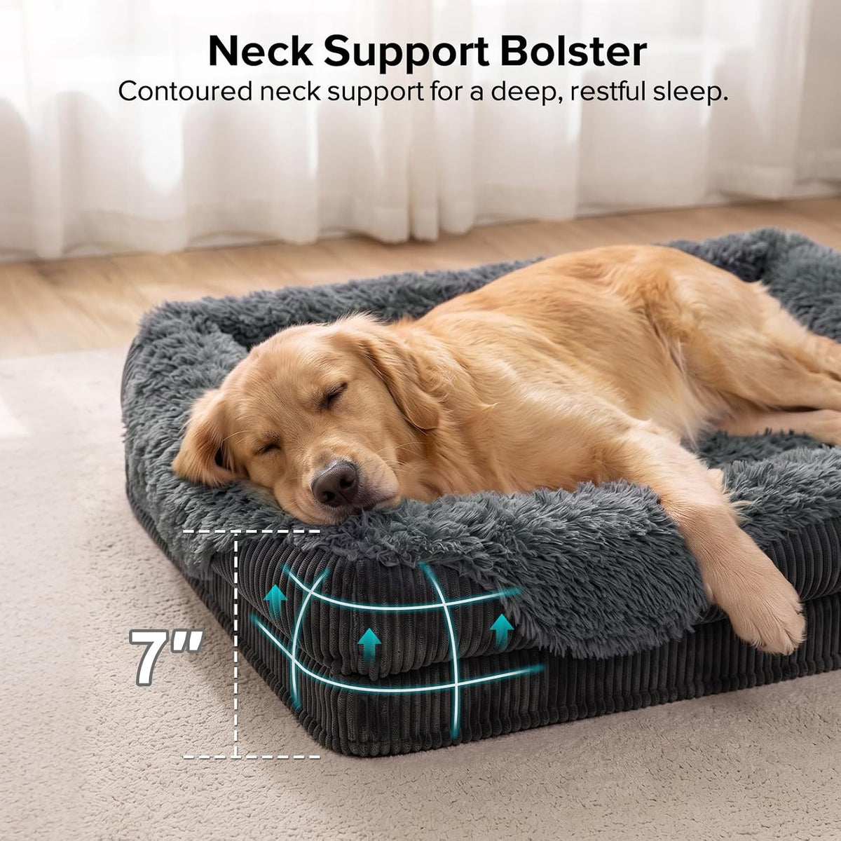 gasur orthopedic dog bed for large sized dog, side view
