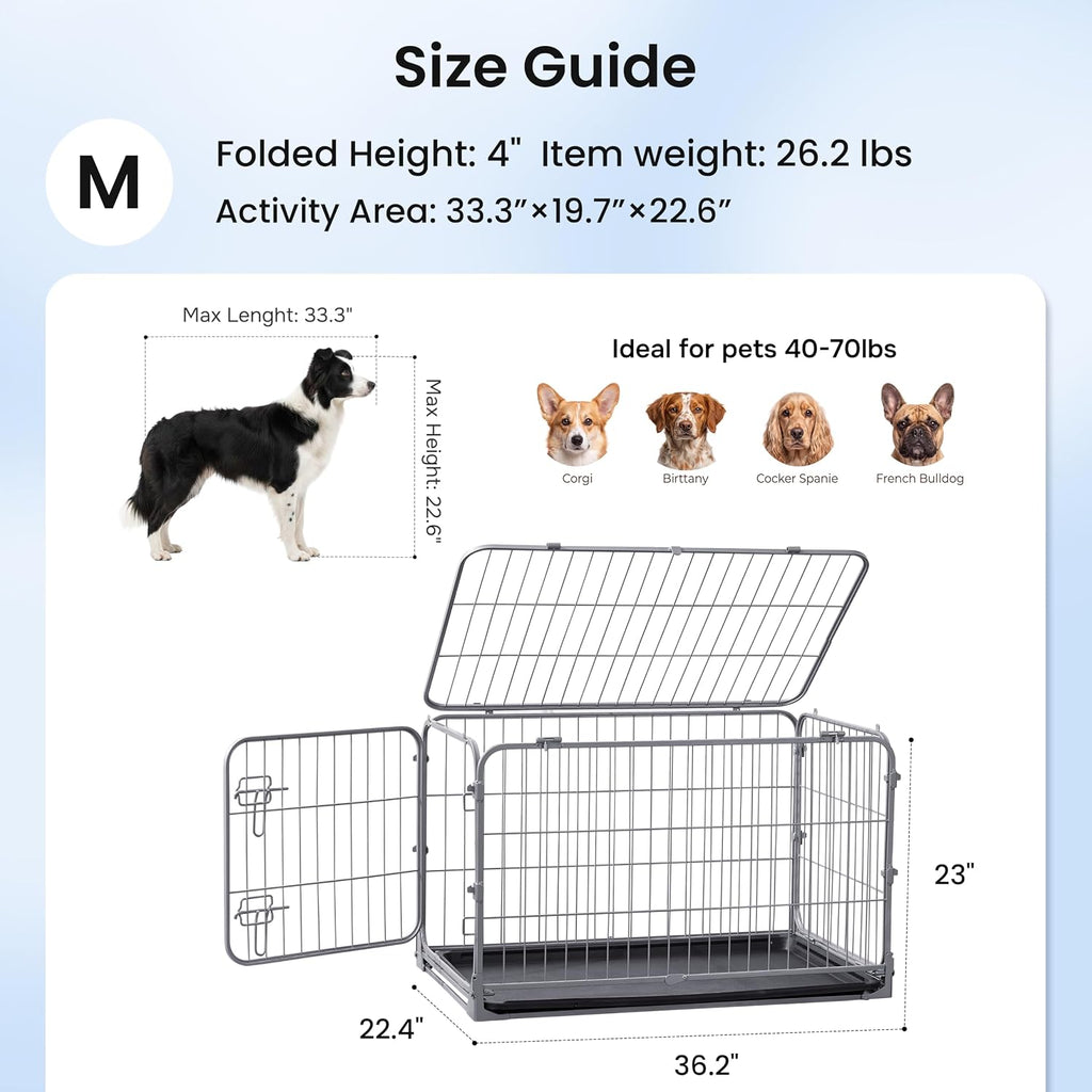 zomisia collapsible dog crate for medium dogs shown in use