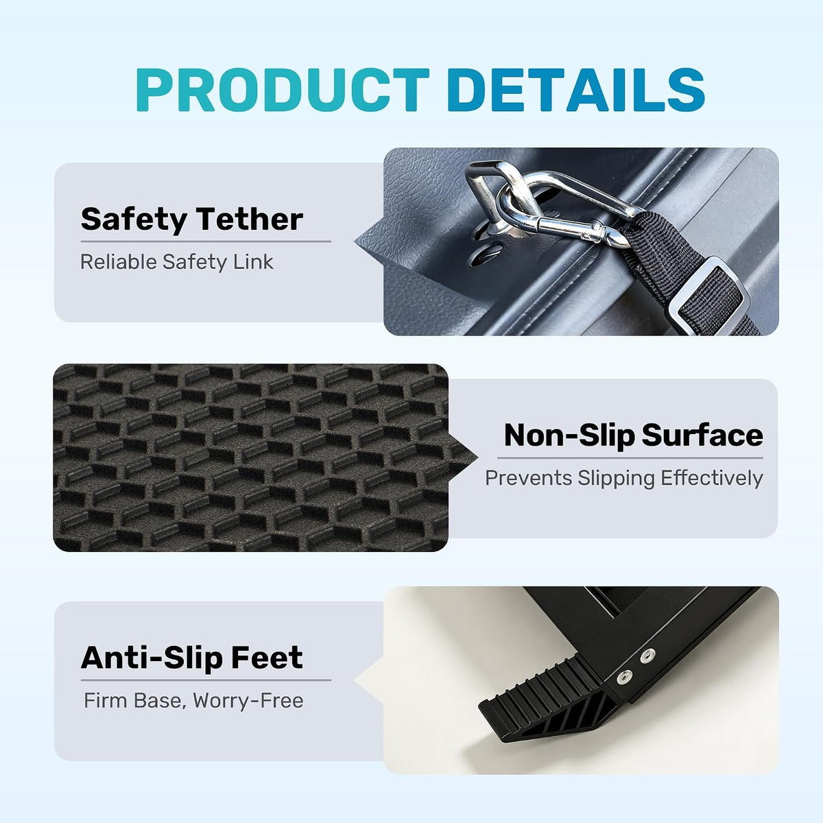 heeyoo 71" extra long dog ramp for car, side view