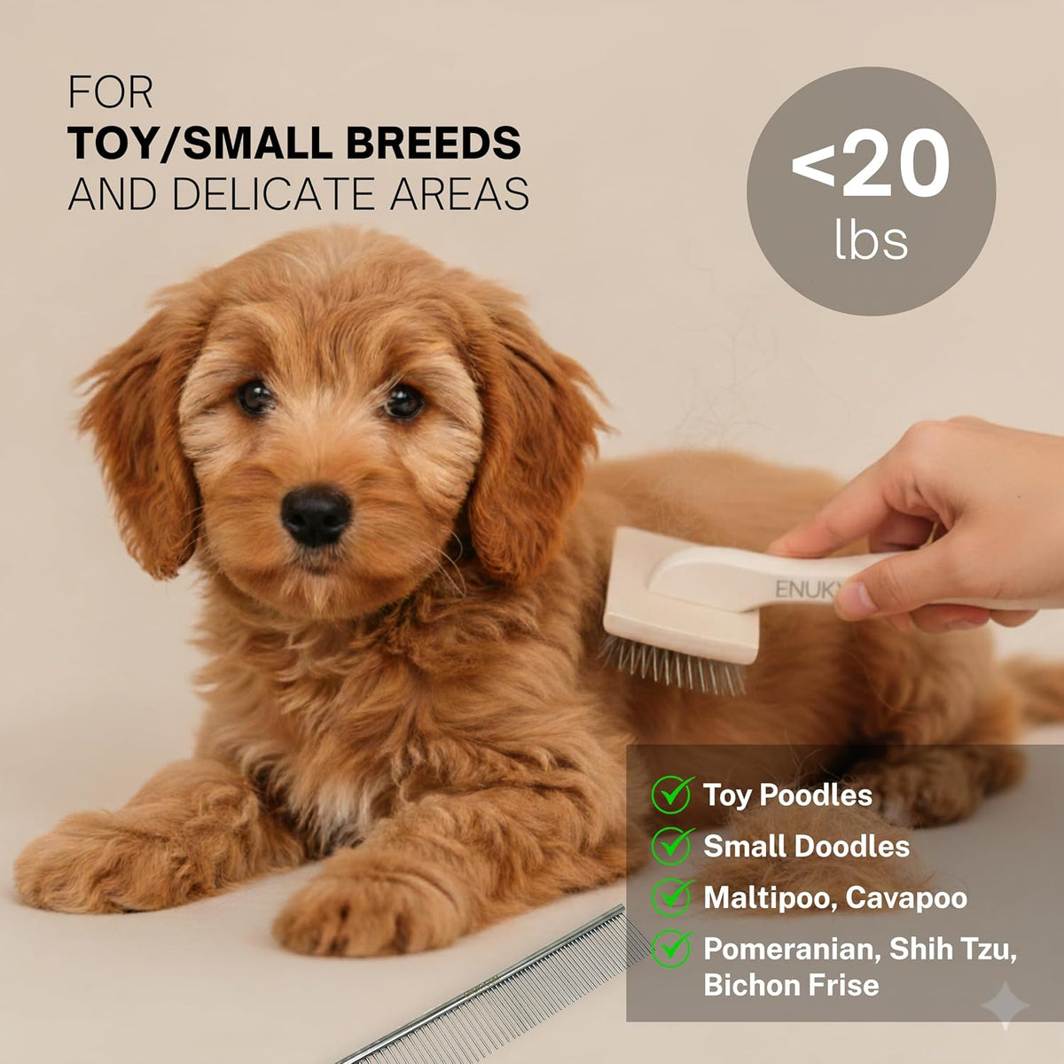 slicker brush for small dogs –grooming brush & shown in use