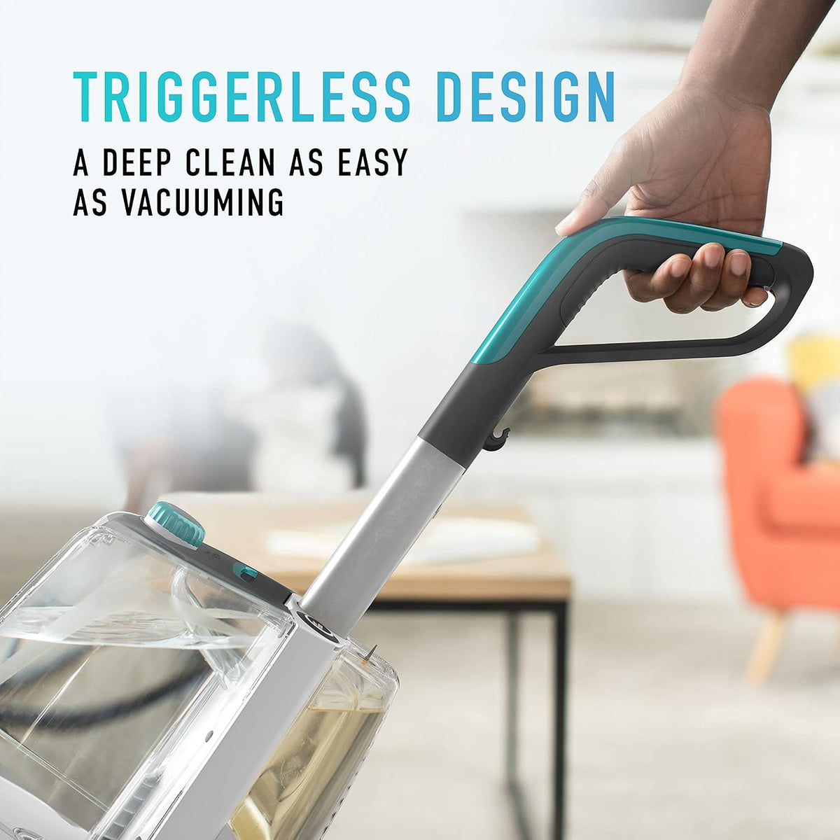 hoover smartwash automatic carpet cleaner, fh52000g, turquoise and, side view