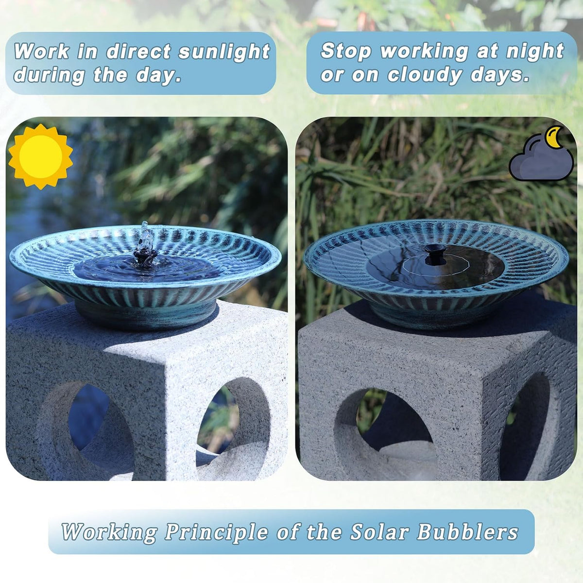 12.3" solar bird bath bowl,metal solar bird bath showing dimensions