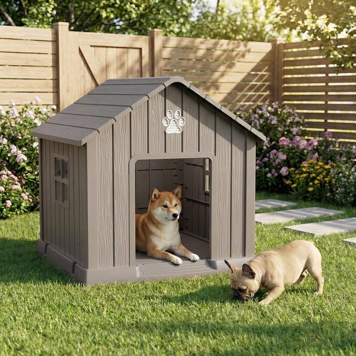vixzen dog house outdoor, 31 inches weatherproof resin, package contents